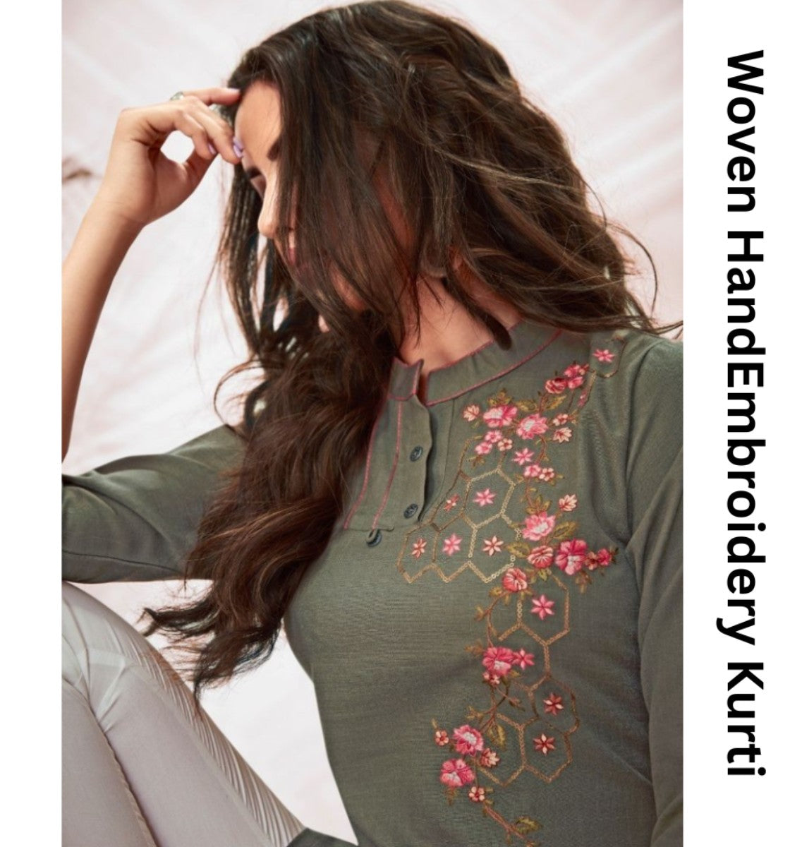 Woven Hand Embroidery Kurti