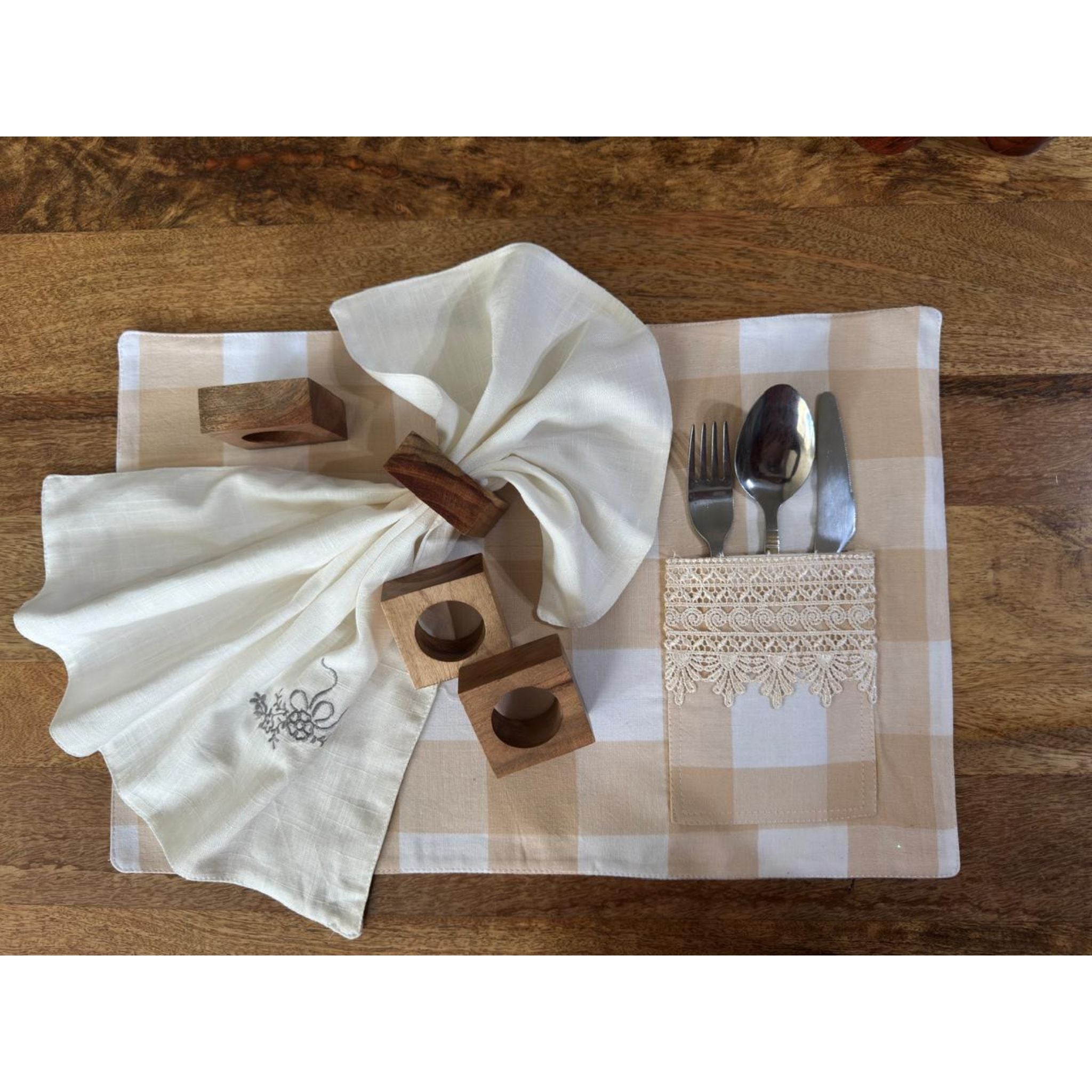 Handmade Wooden Ring Block – Natural Finish with Center Cutout