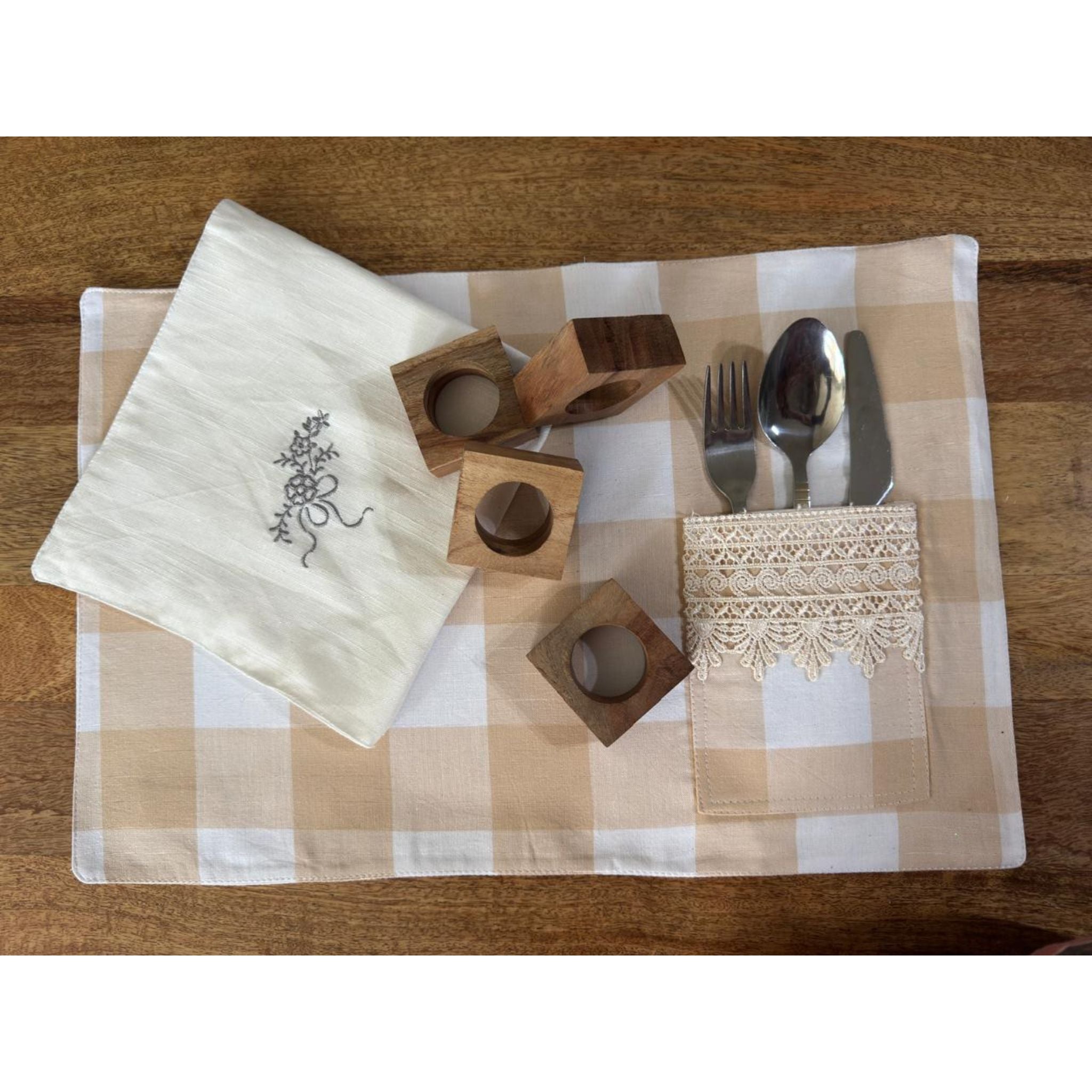 Handmade Wooden Ring Block – Natural Finish with Center Cutout