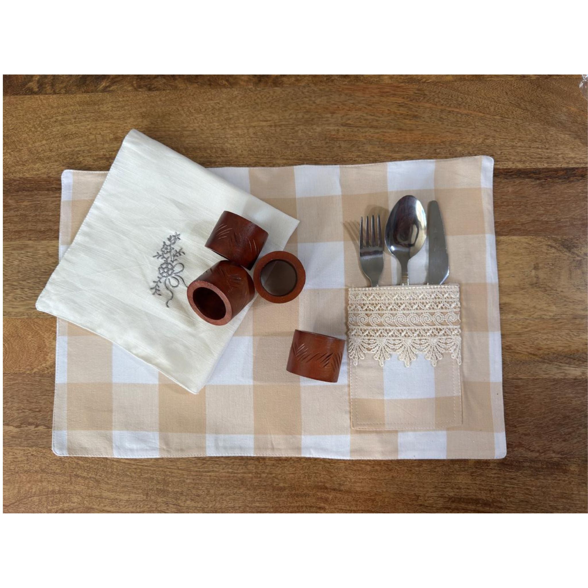 Handcrafted Wooden Ring – Natural Finish with Carved Detail