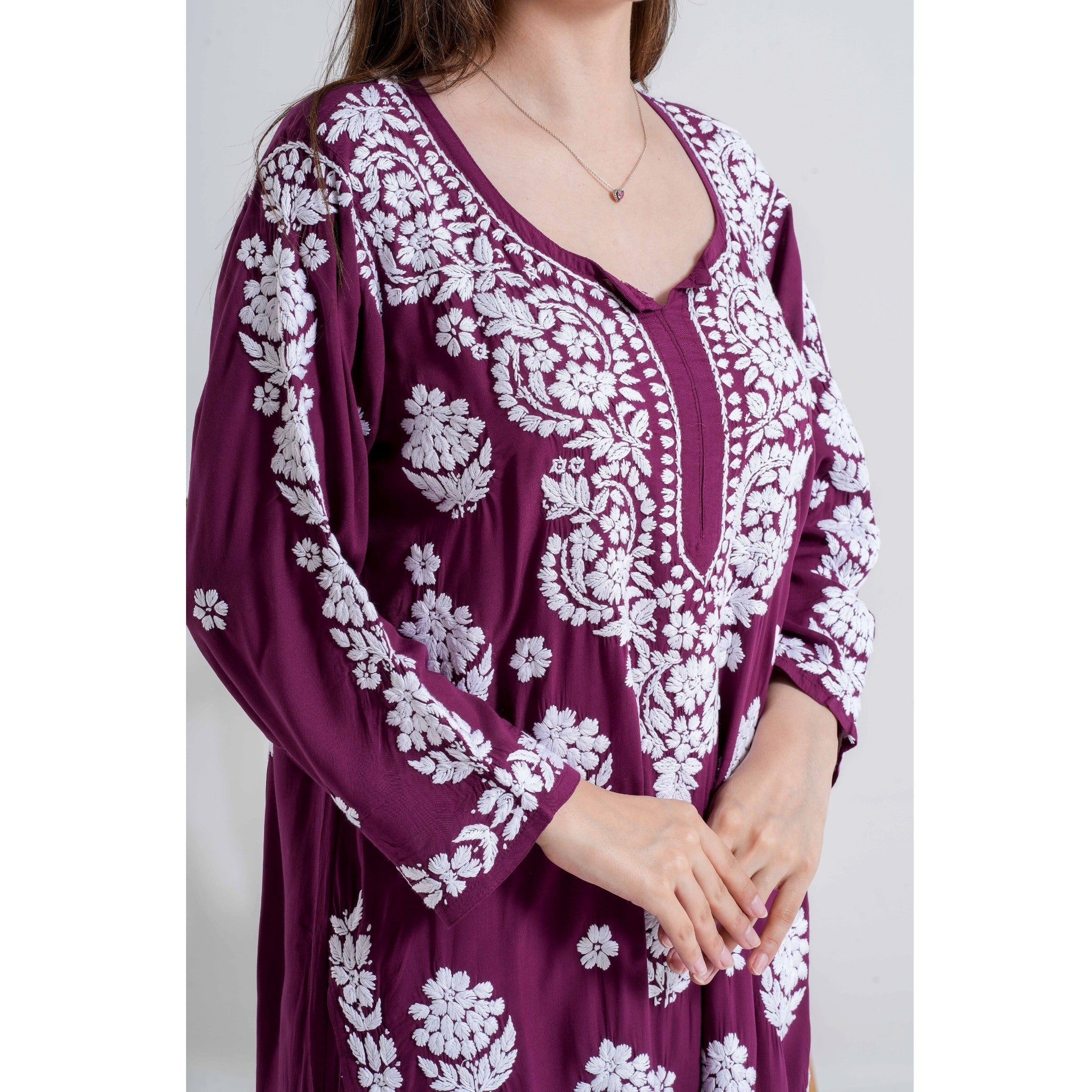 Onion Maroon Chikankari Handcrafted Suit