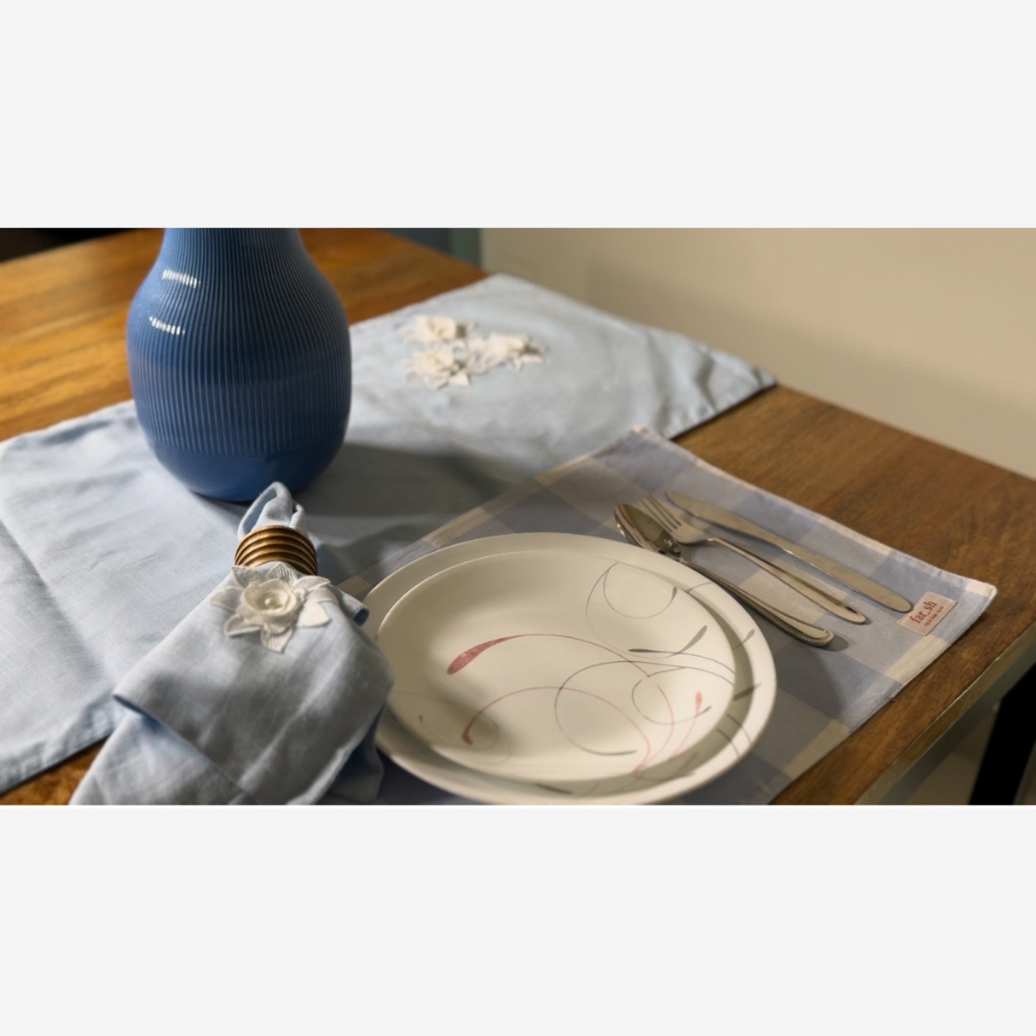 Blue Checker Premium set of 6