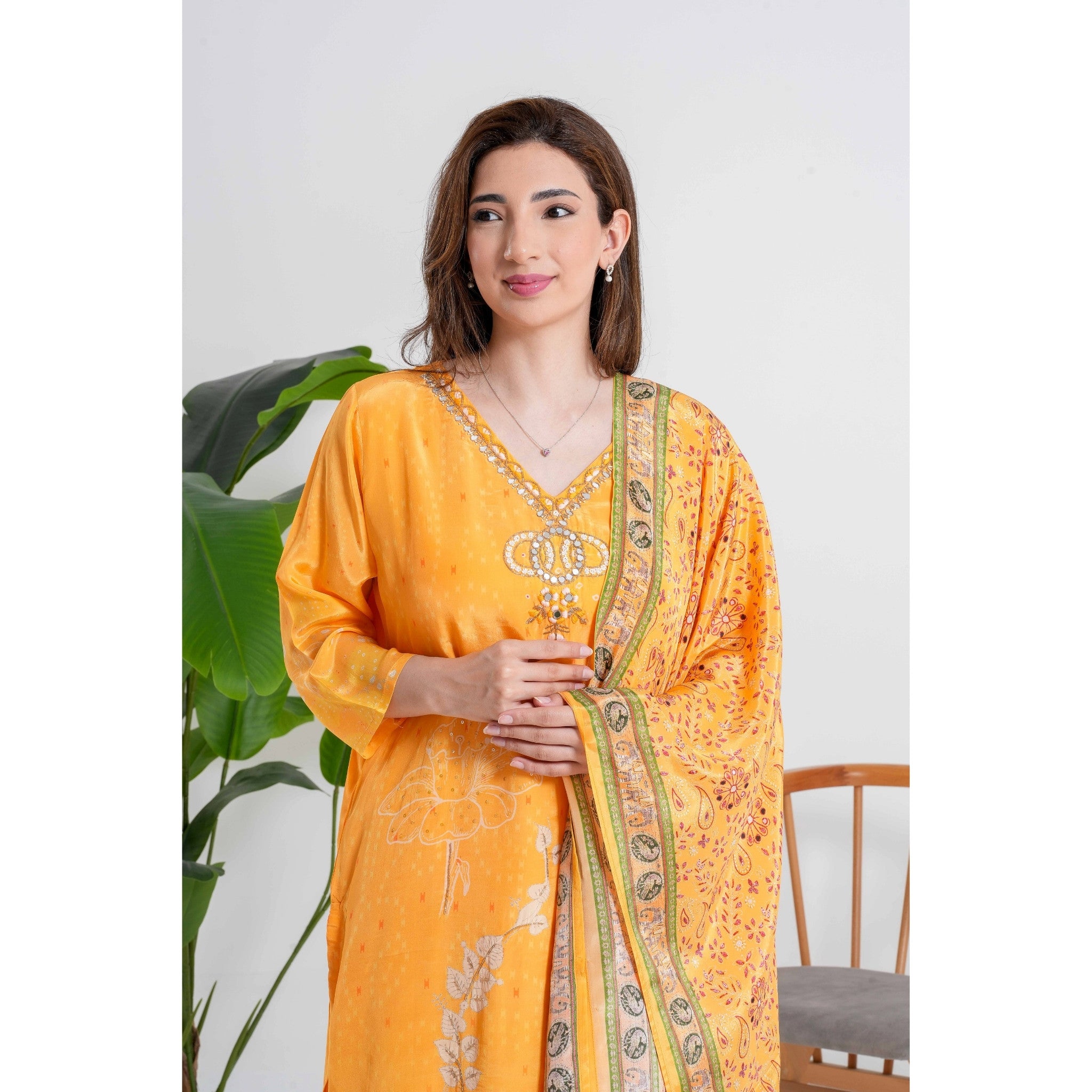 Aftaab Mango Yellow 3pc Set