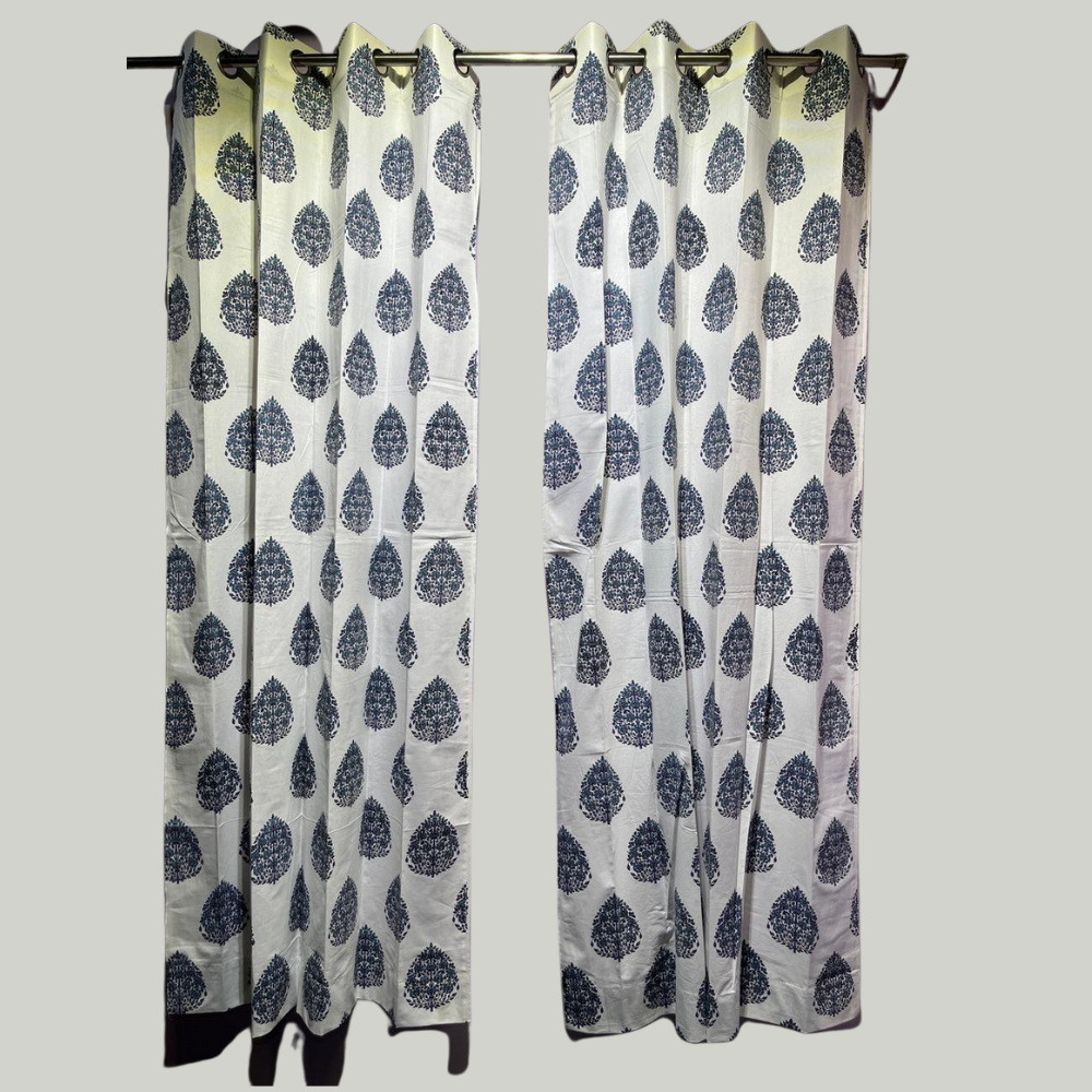 Indigo woven Printed Curtain