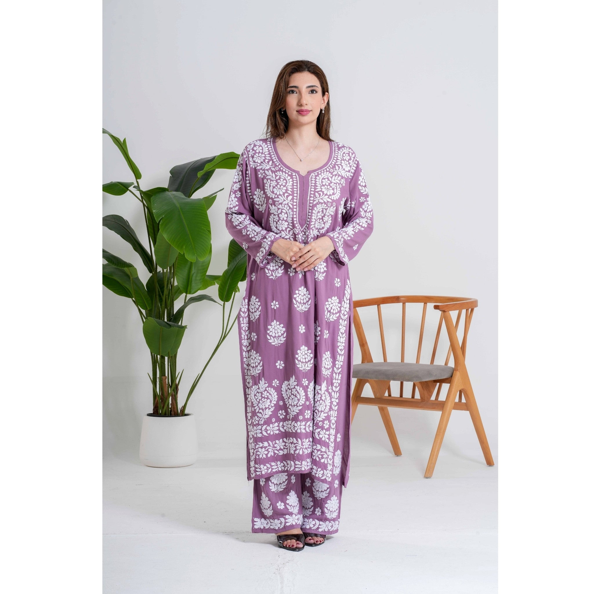 Banafsha – Violet Whisper Handcrafted Chikankari set