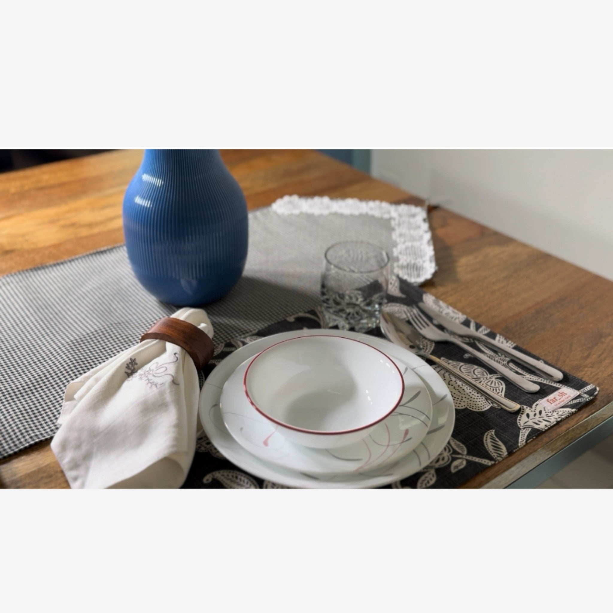 Laced Check Table Decor set of 6