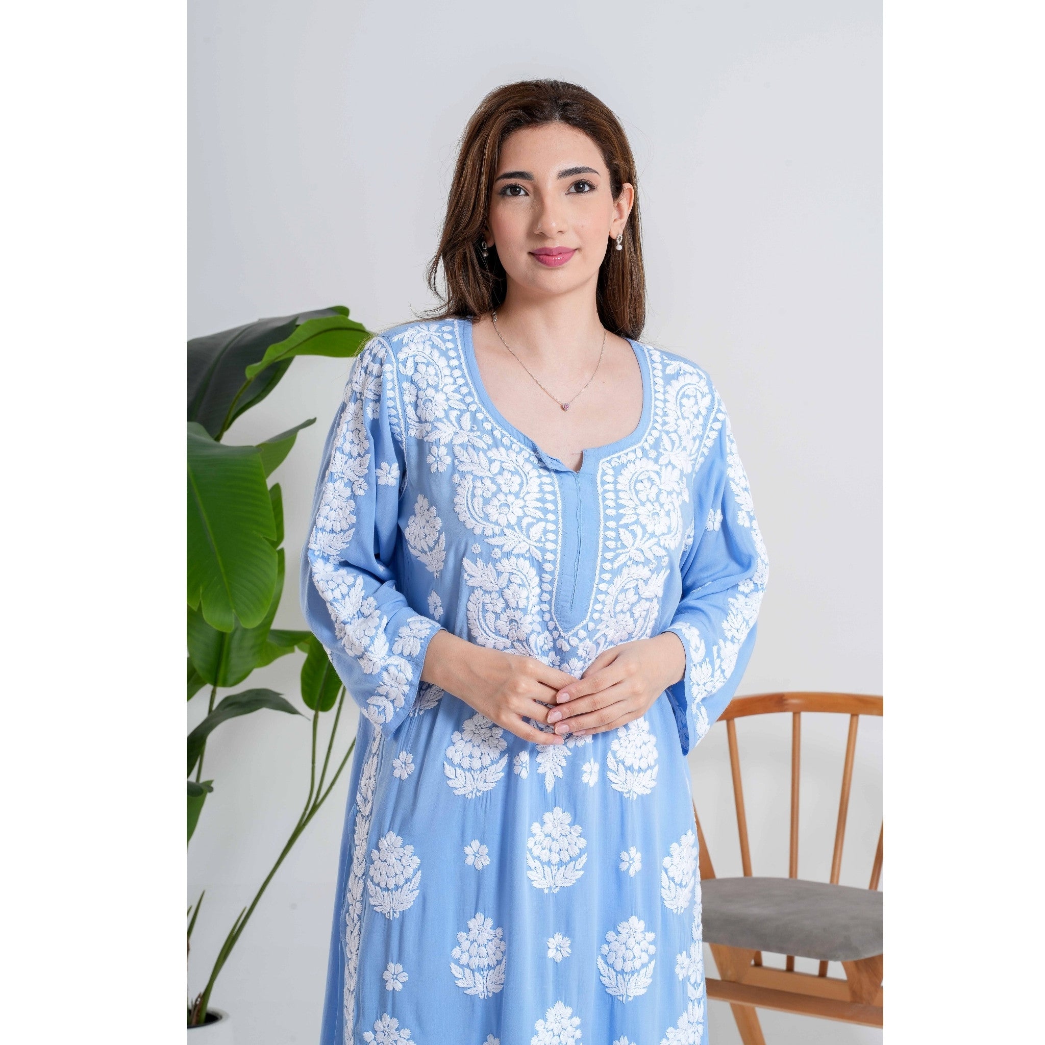 Fiza Sky Whisper Blue Chikankari Handcrafted set