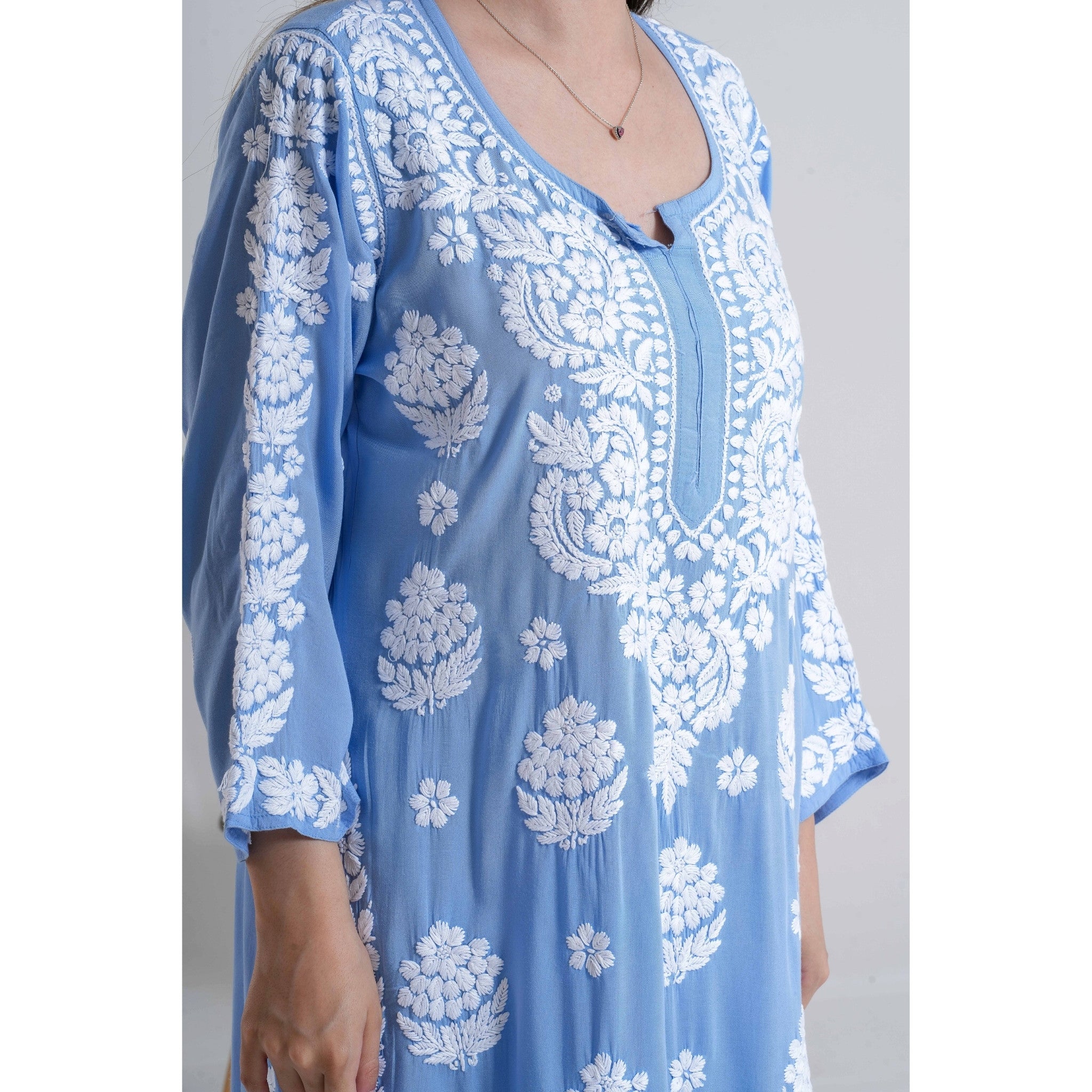 Fiza Sky Whisper Blue Chikankari Handcrafted set