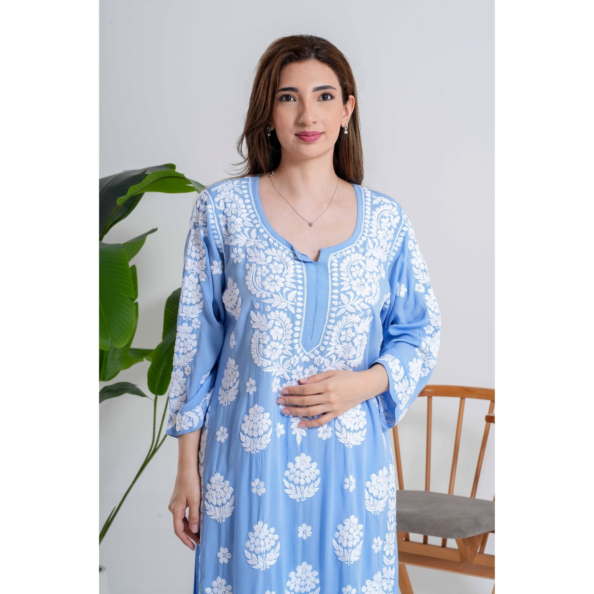 Fiza Sky Whisper Blue Chikankari Handcrafted set
