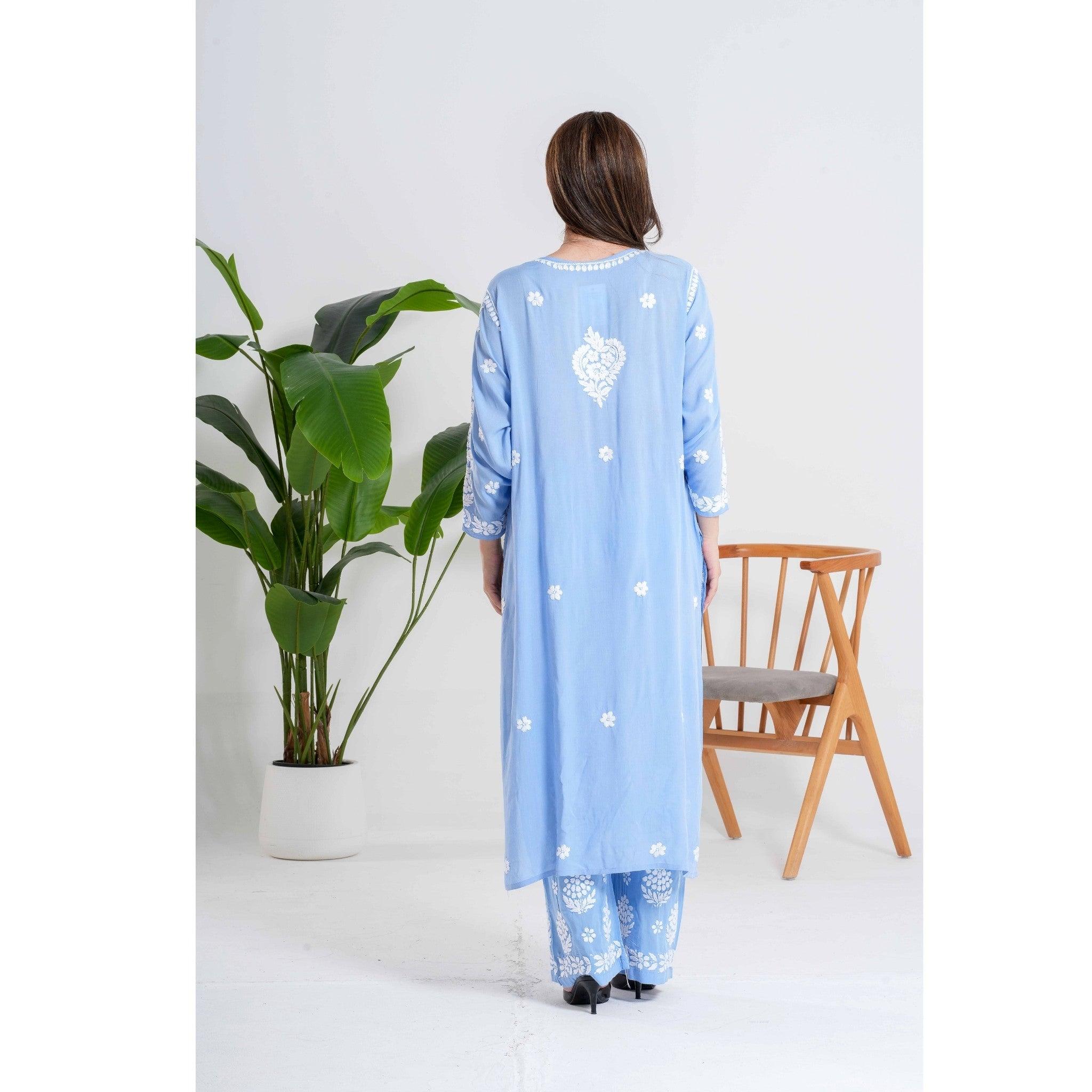 Fiza Sky Whisper Blue Chikankari Handcrafted set