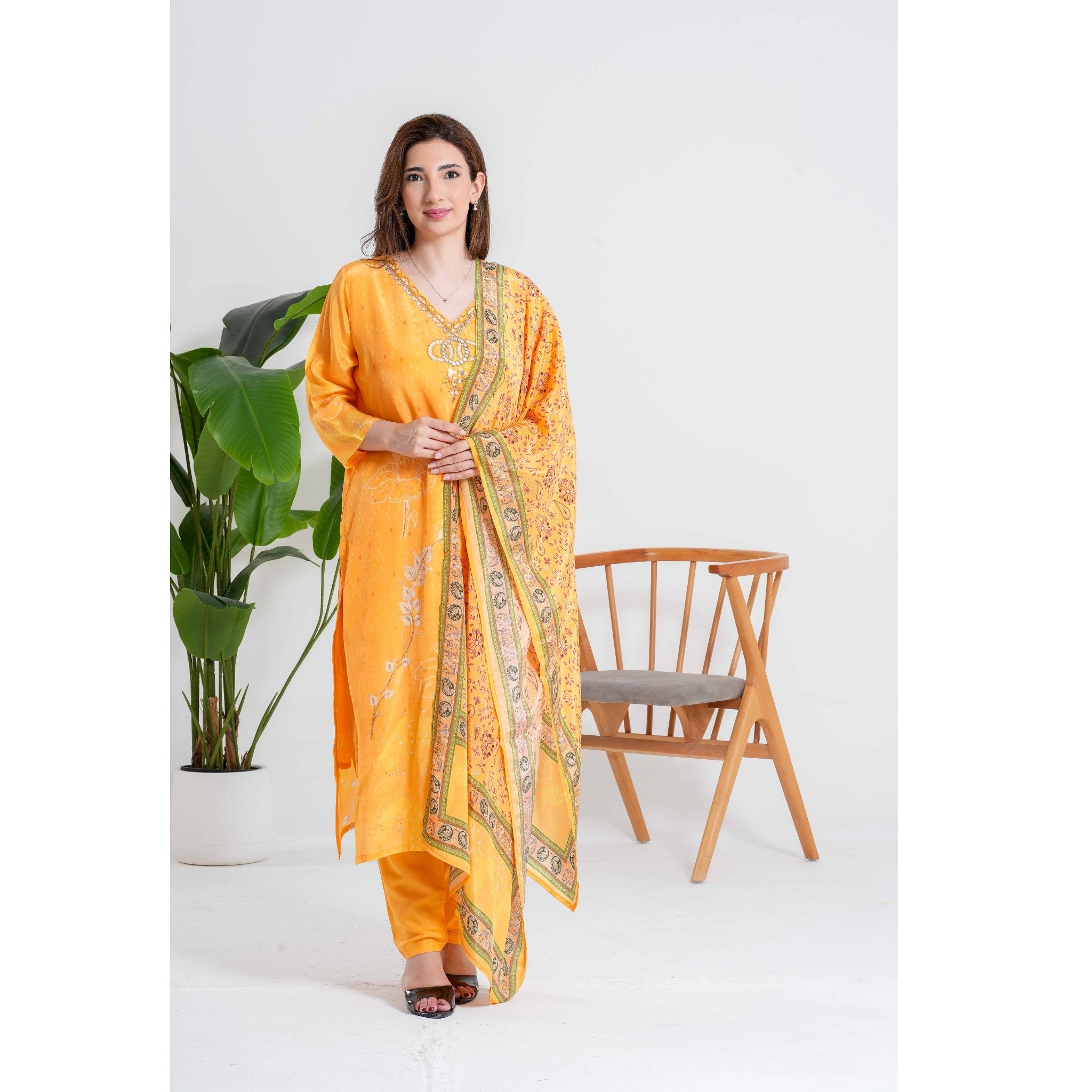 Aftaab Mango Yellow 3pc Set