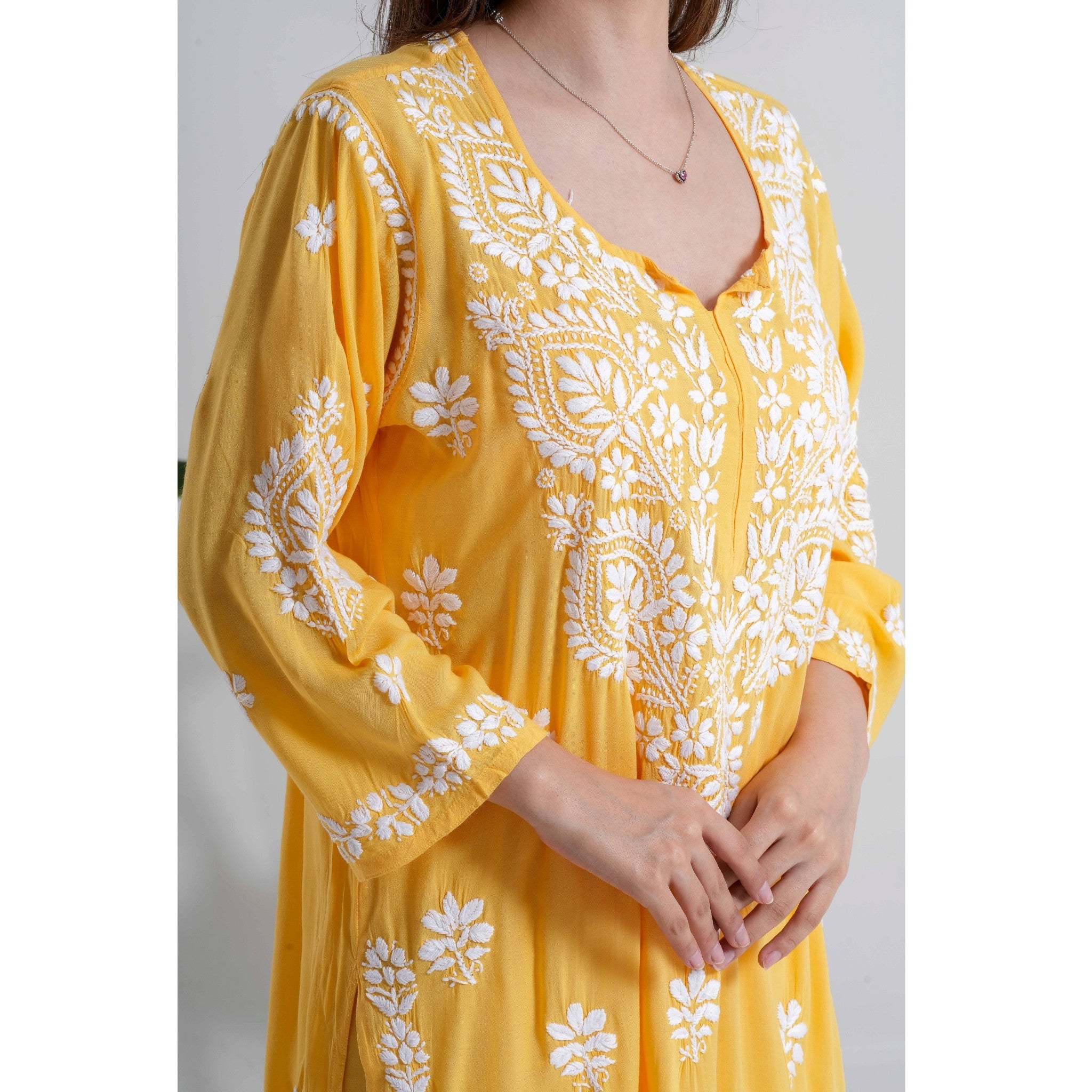 Noorani Marigold Yellow Handcrafted Chikankari Set
