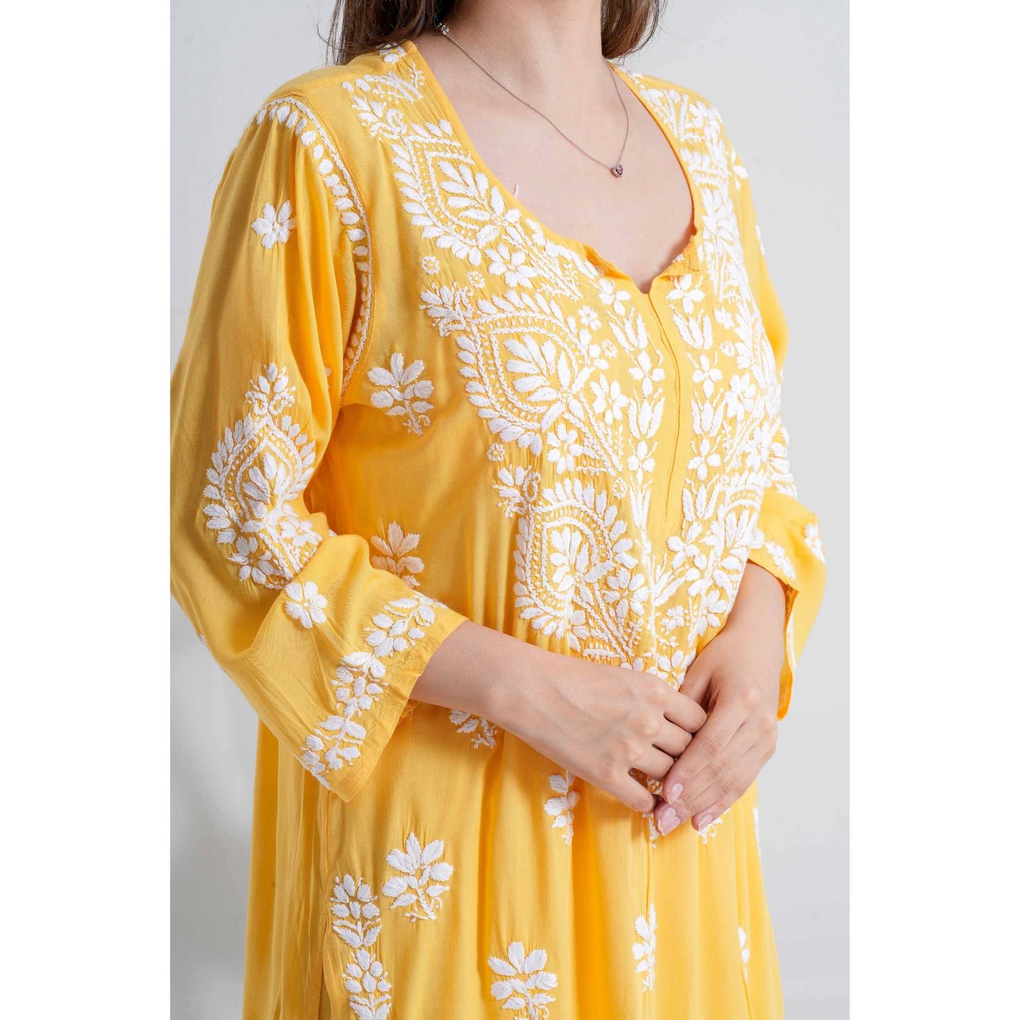 Noorani Marigold Yellow Handcrafted Chikankari Set