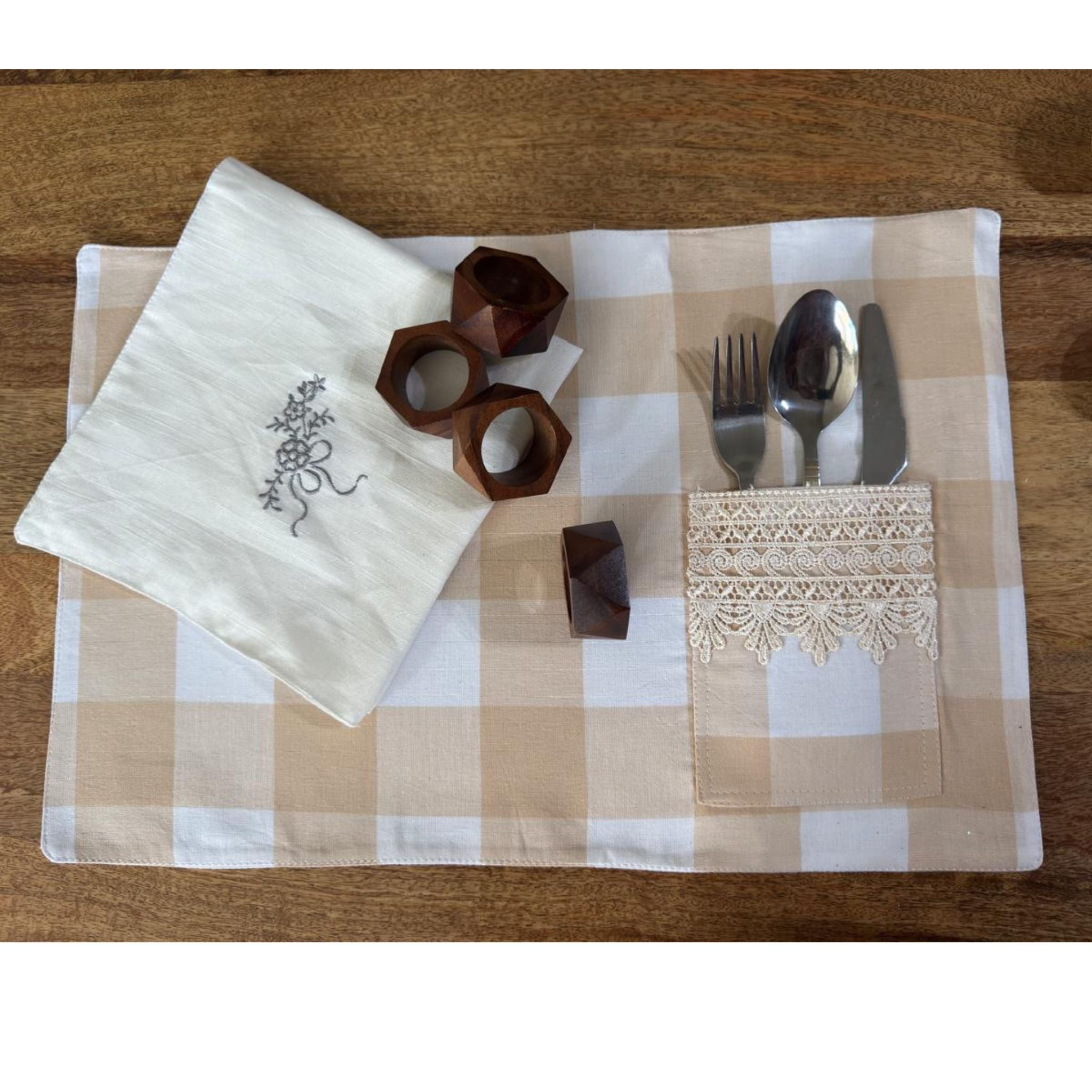 Handcrafted Faceted Wooden Ring – Natural Brown Finish