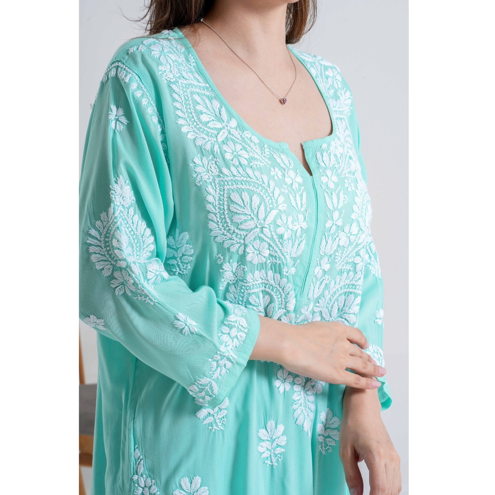Neelam Sea Green Handcrafted Chikankari Set