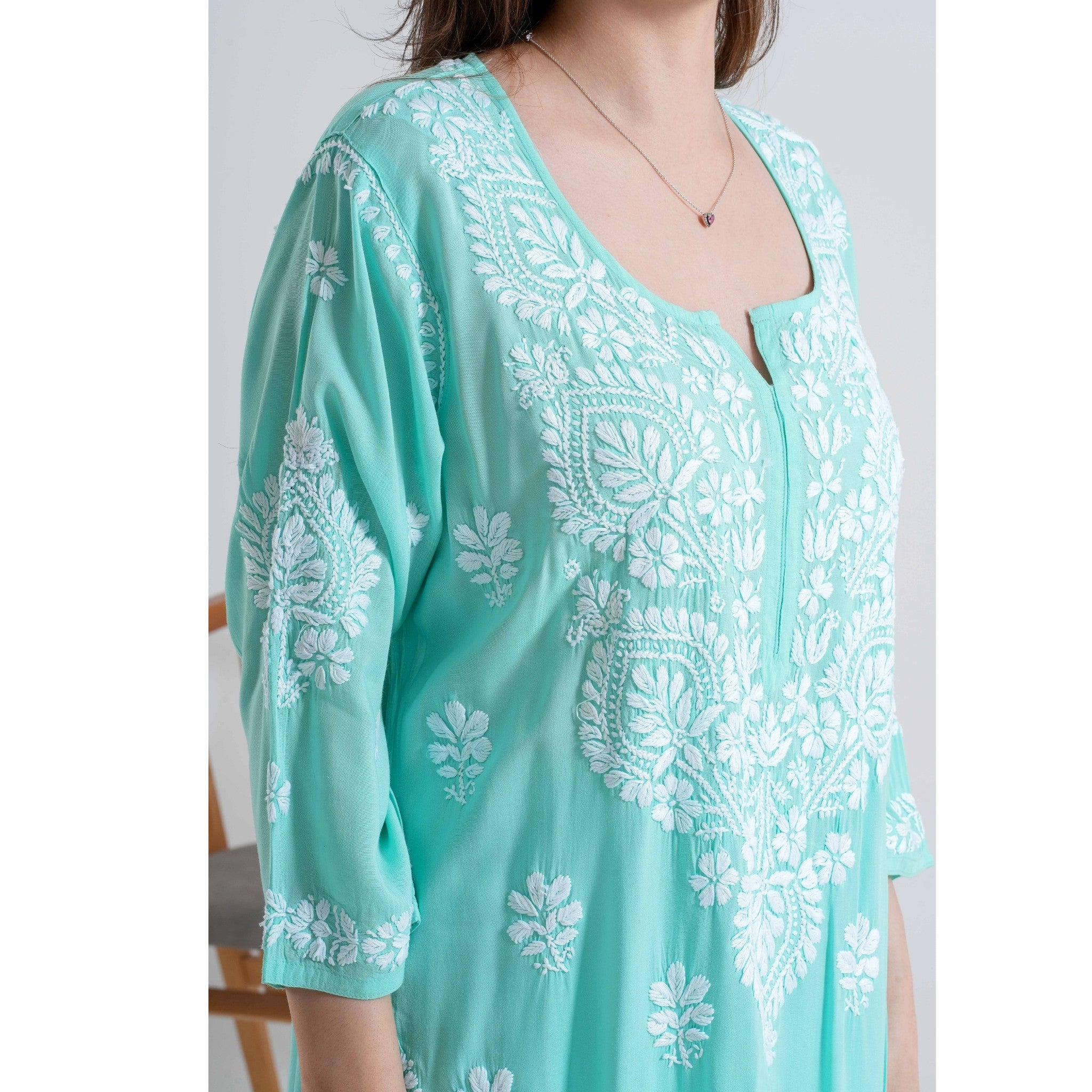 Neelam Sea Green Handcrafted Chikankari Set