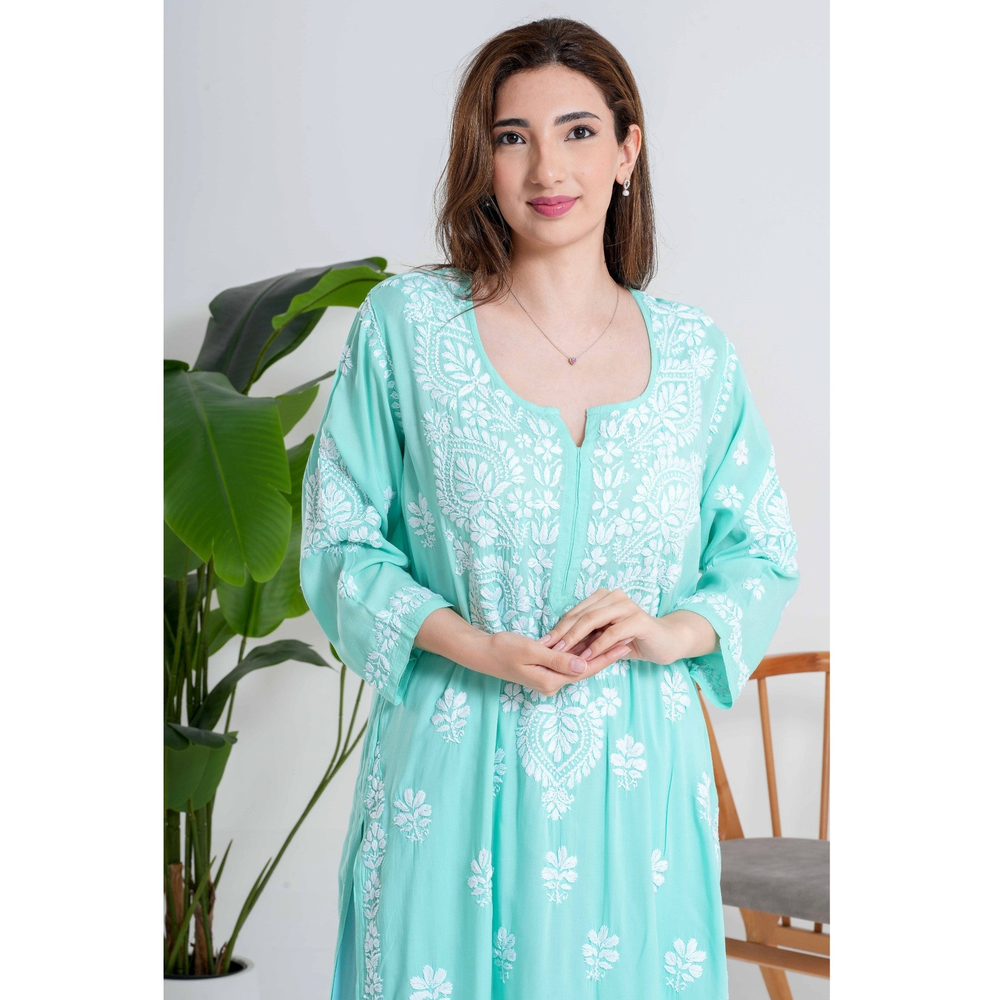Neelam Sea Green Handcrafted Chikankari Set