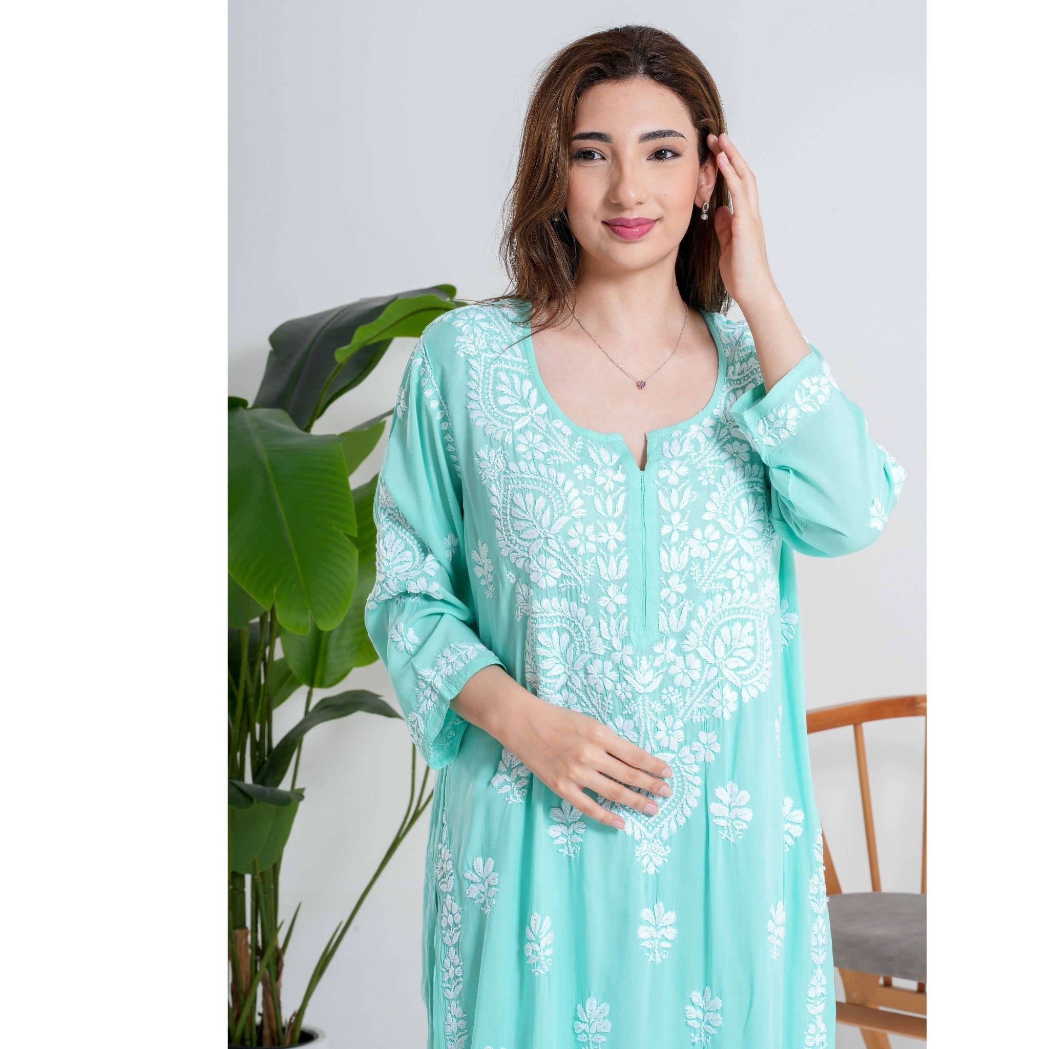 Neelam Sea Green Handcrafted Chikankari Set