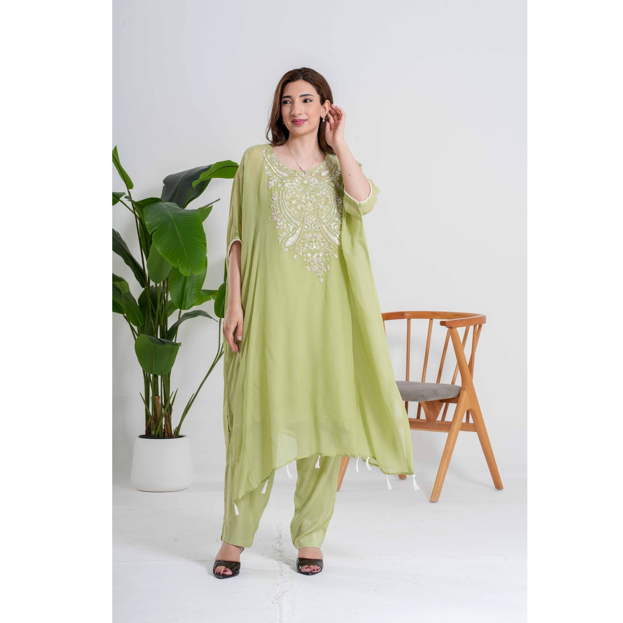 Light Green 3pc Kaftan Pant Set