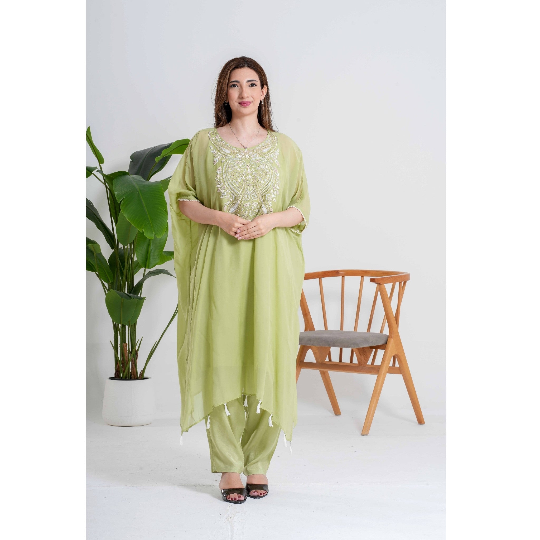 Light Green 3pc Kaftan Pant Set