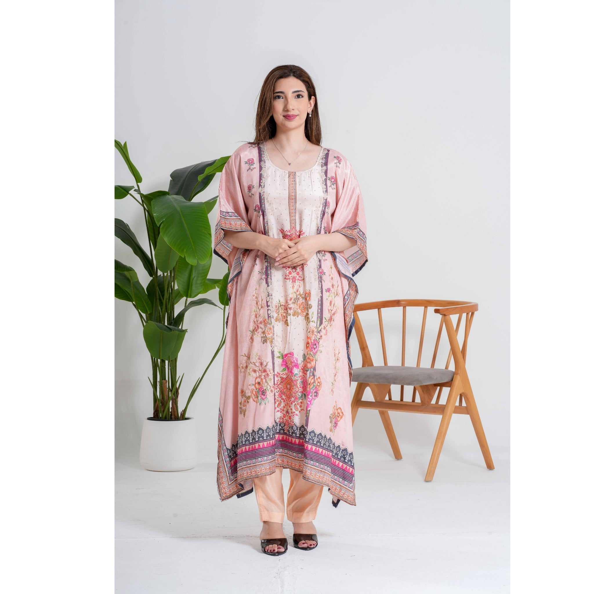 Peach 3pc Kaftan Pant Set