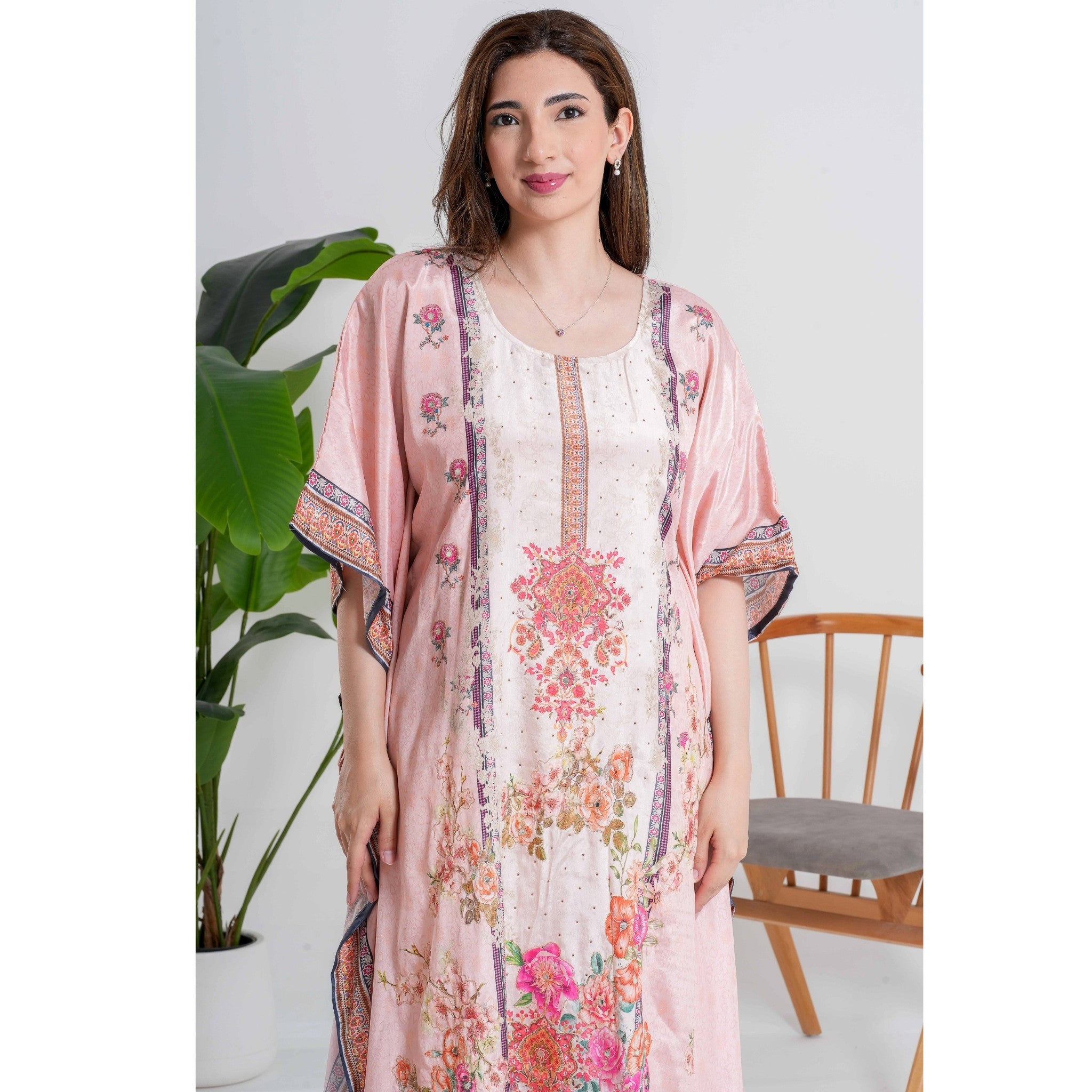 Peach 3pc Kaftan Pant Set