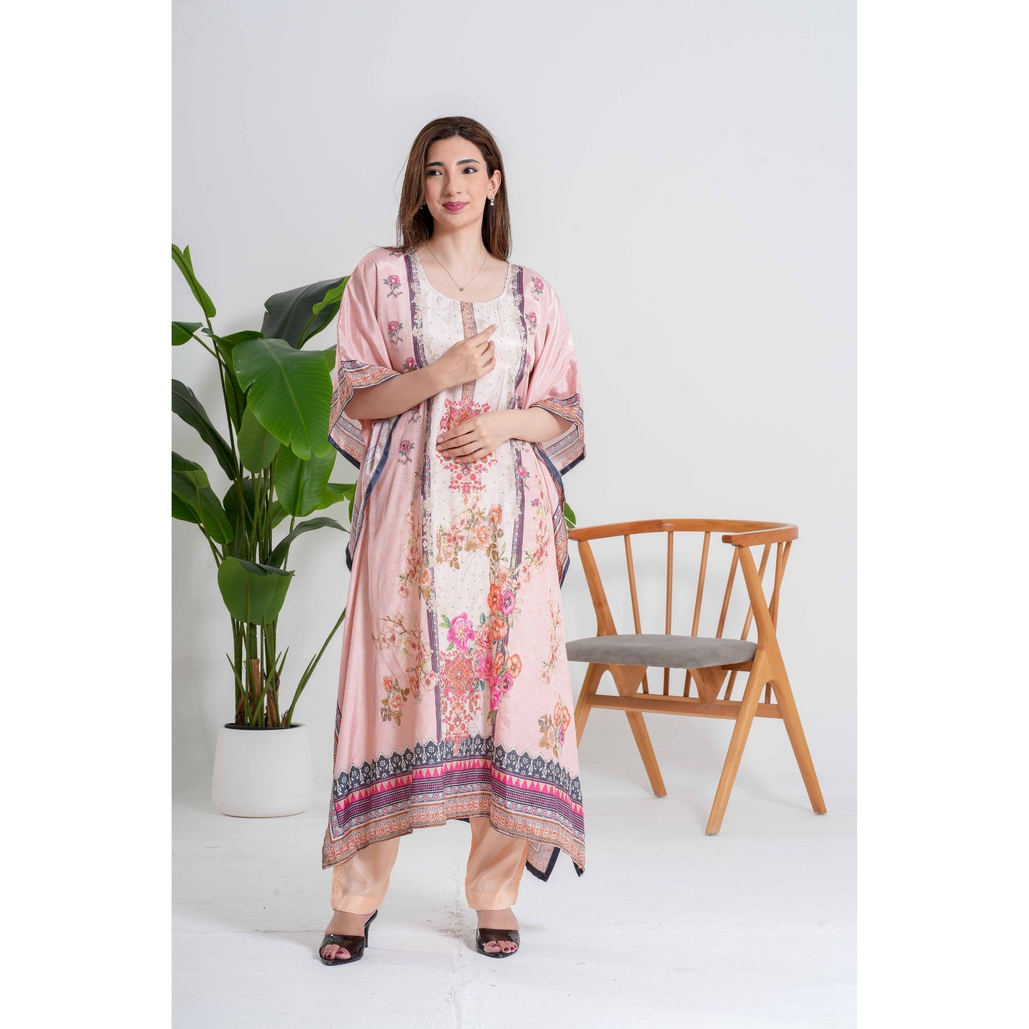 Peach 3pc Kaftan Pant Set