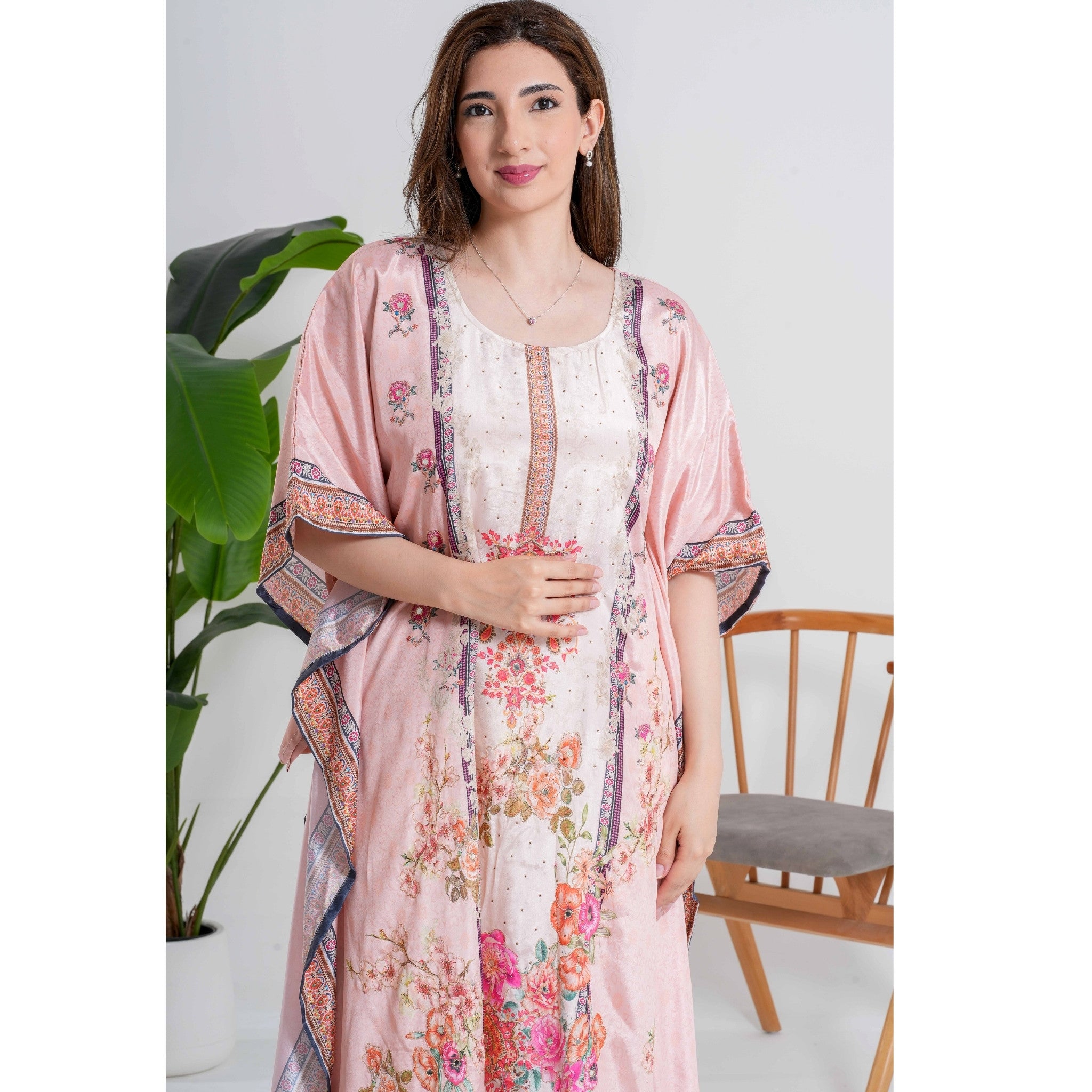 Peach 3pc Kaftan Pant Set