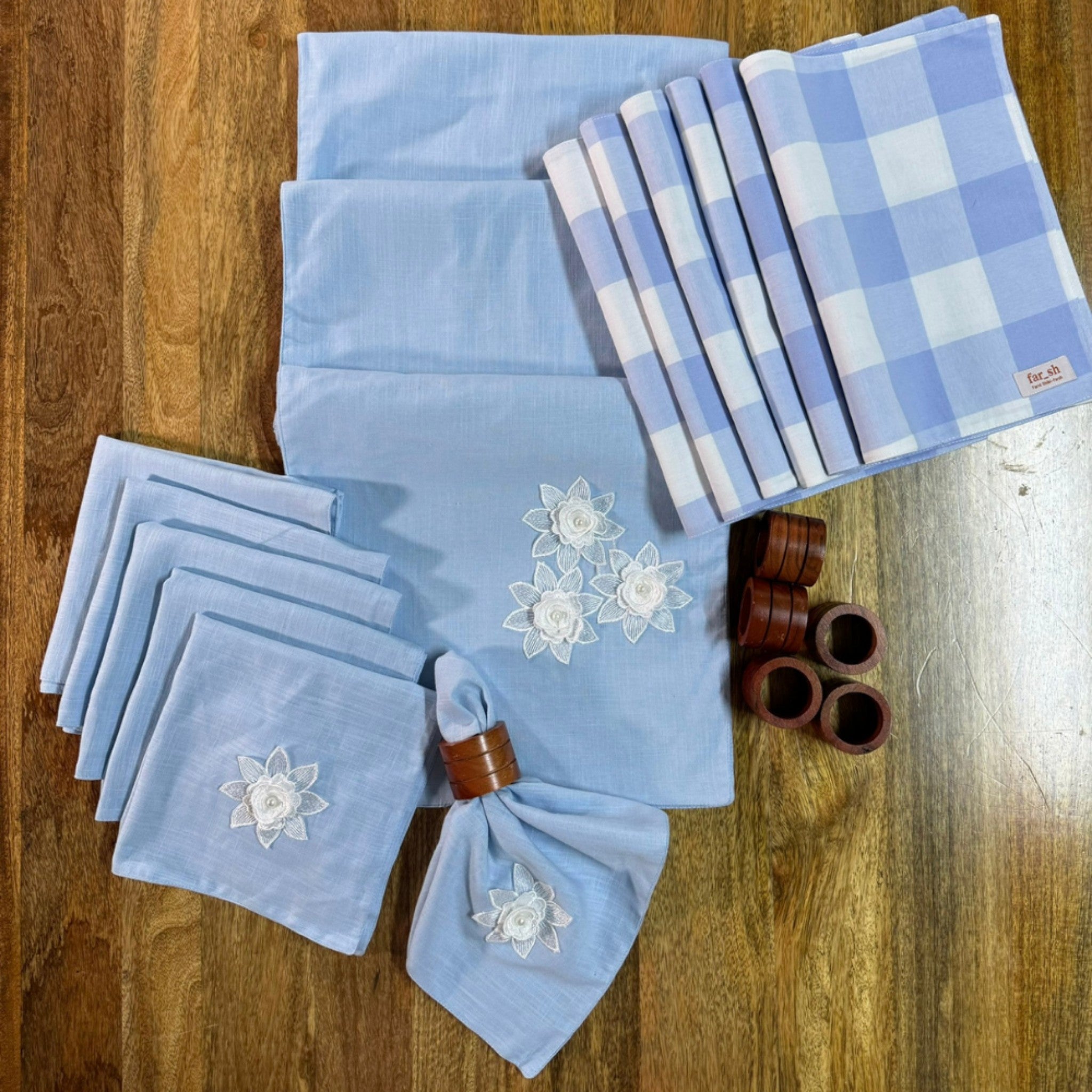 Blue Checker Premium set of 6