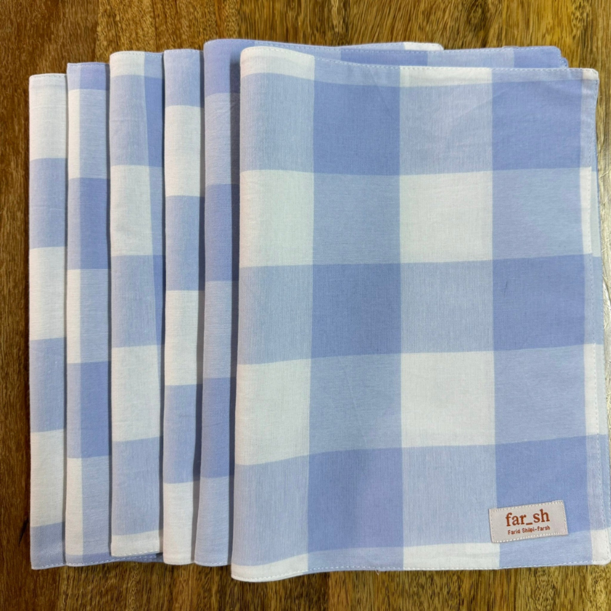 Blue Checker Premium set of 6