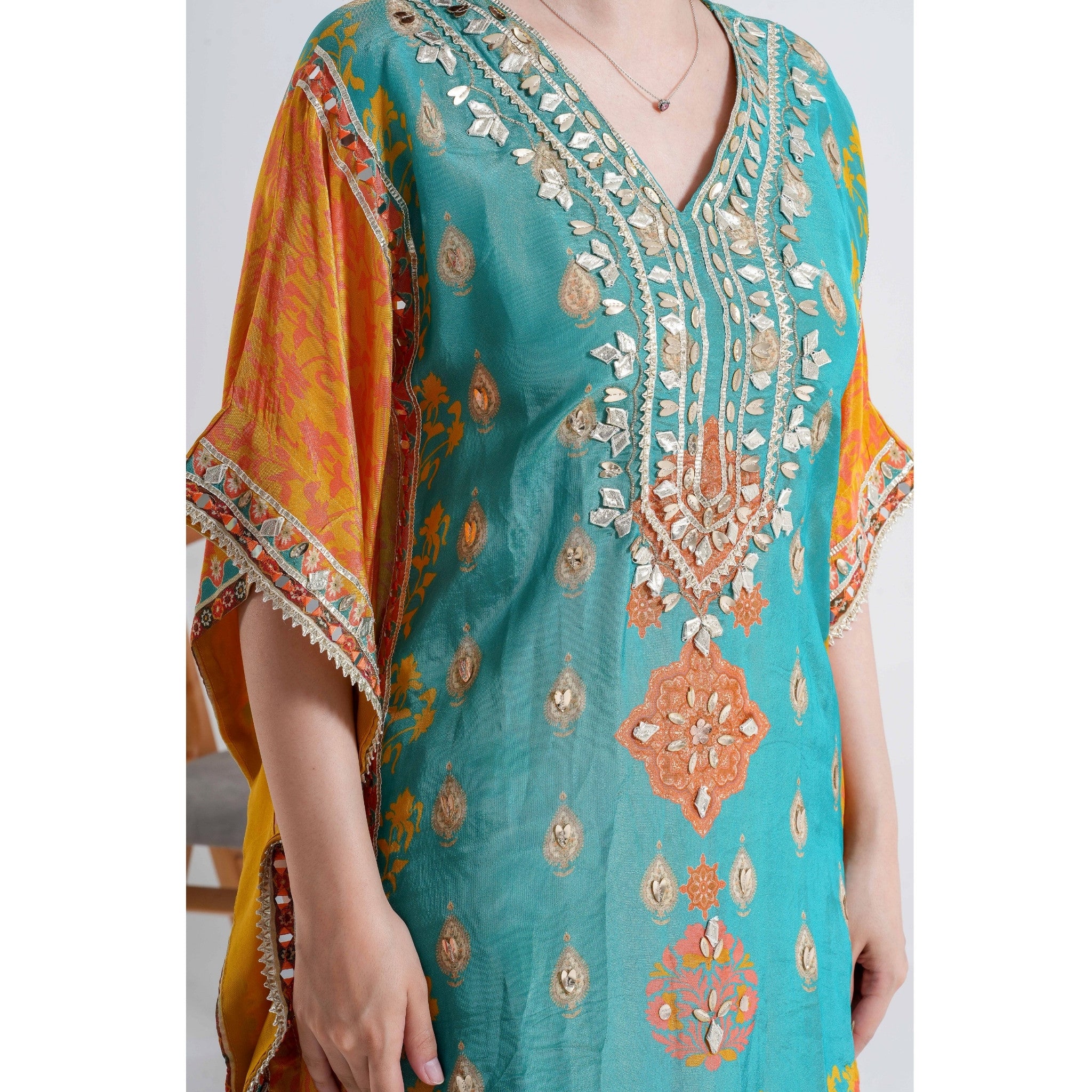 Teal  3-Piece Kaftan Set