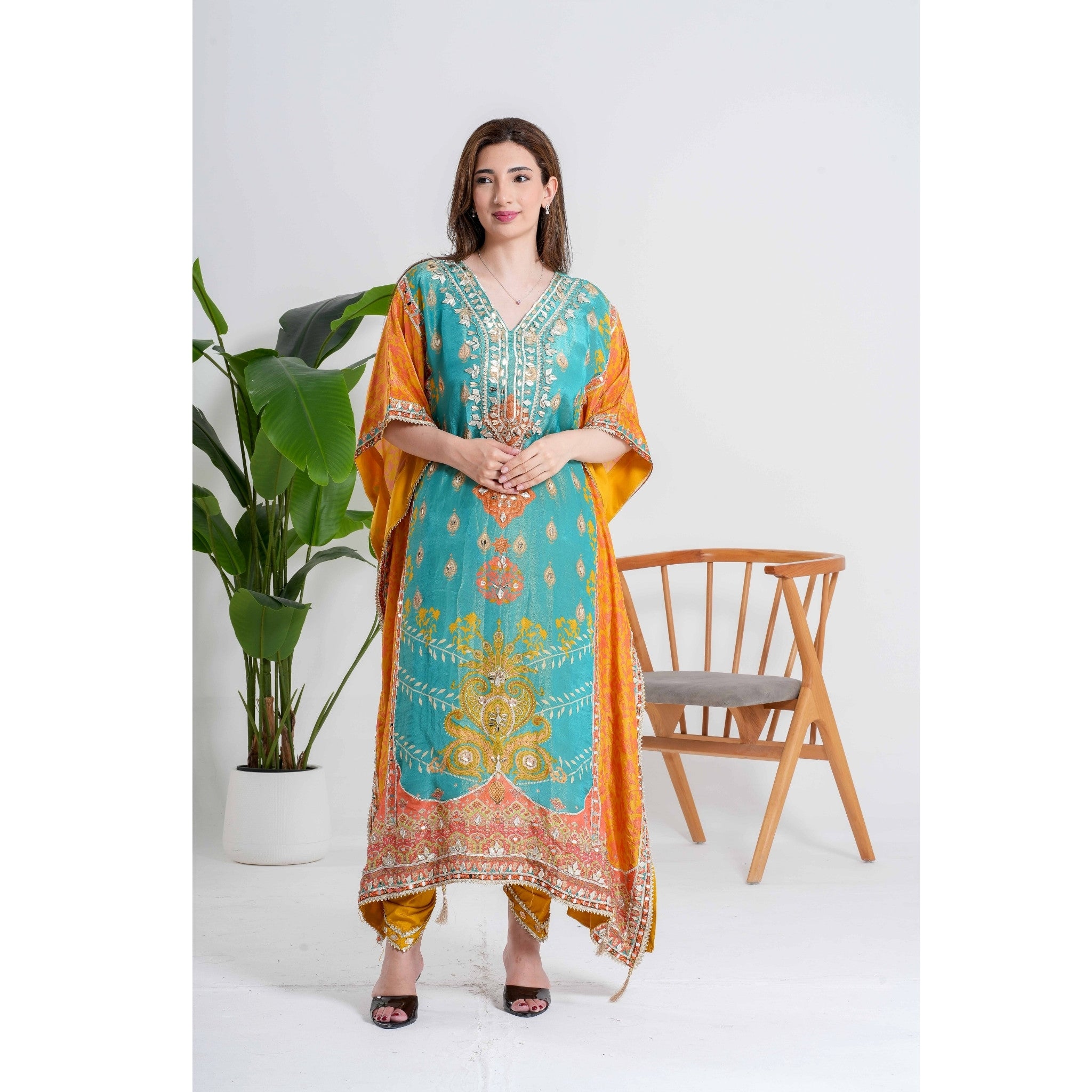 Teal  3-Piece Kaftan Set