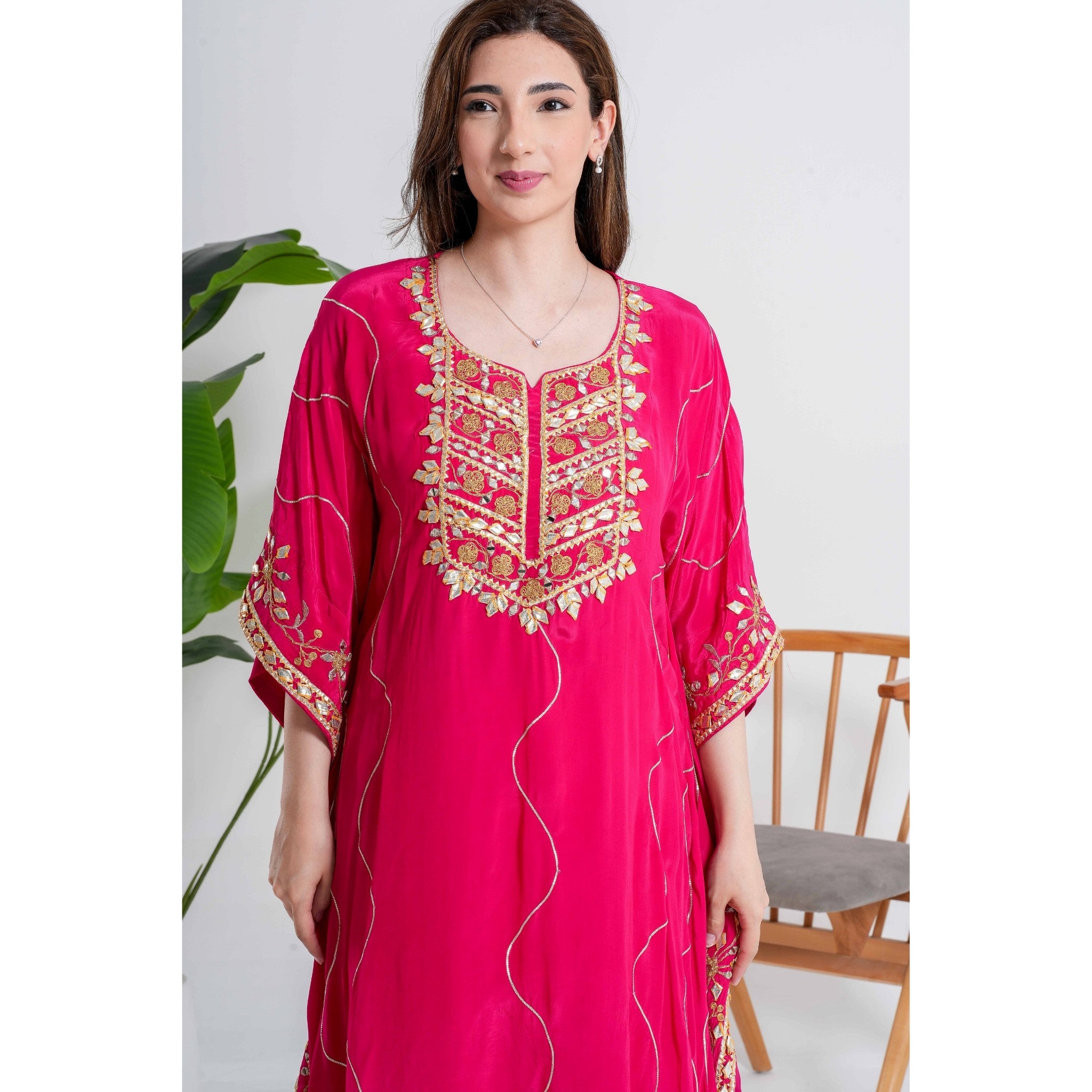 Bright Pink 3-Piece Kaftan Set