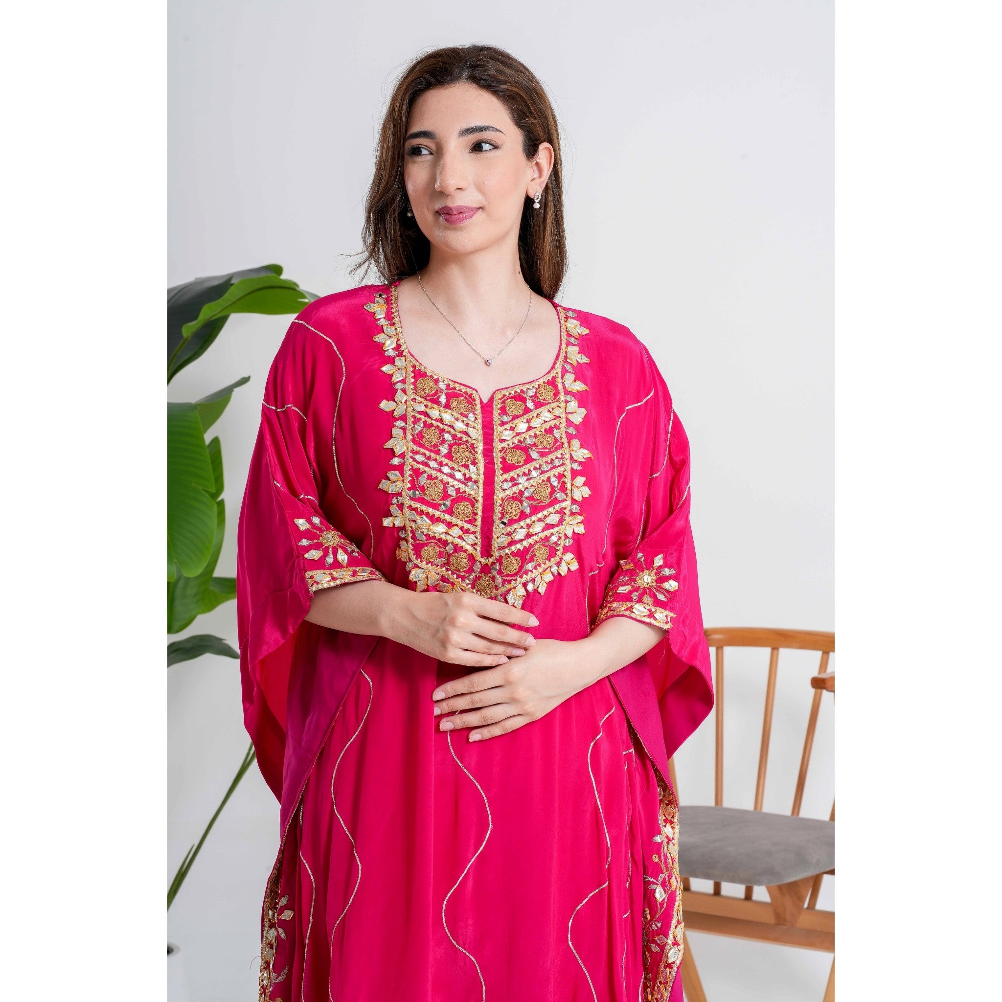 Bright Pink 3-Piece Kaftan Set