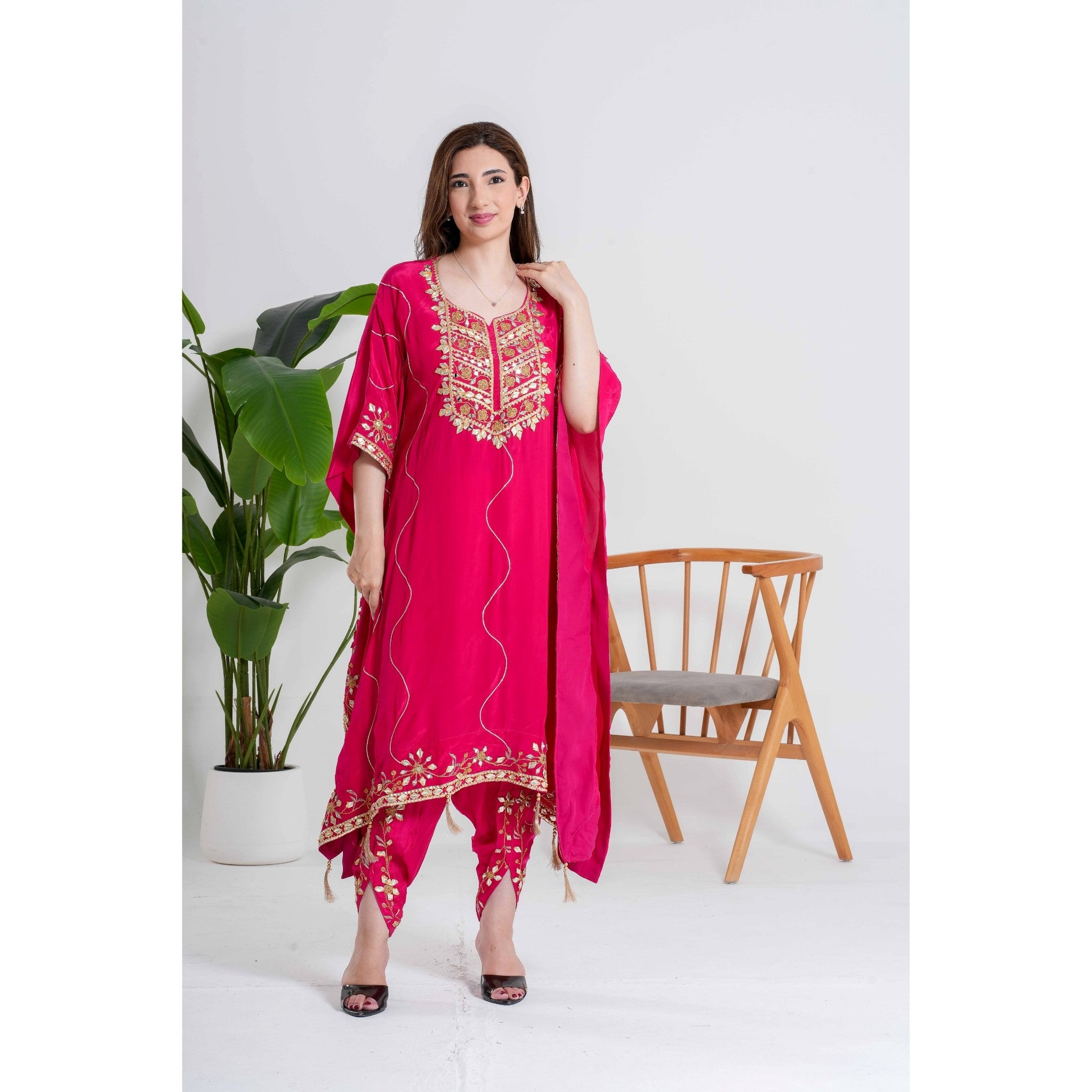 Bright Pink 3-Piece Kaftan Set