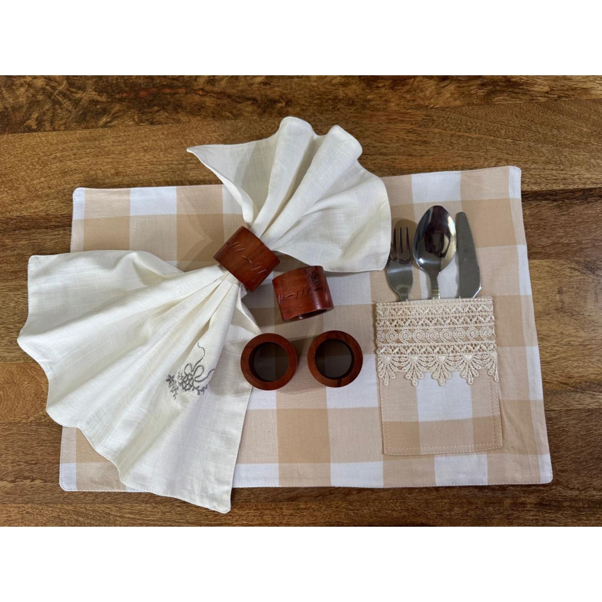 Handcrafted Natural Wooden Ring – Reddish Brown Finish