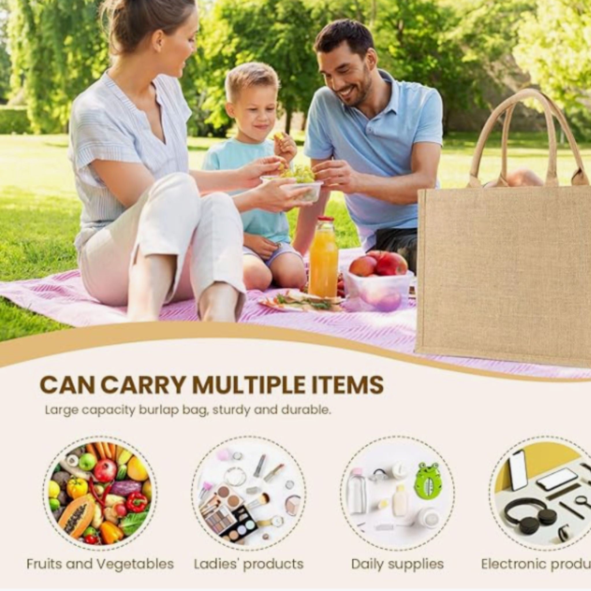 “mama” Sustainable Jute Tote – Painted Text, Lace Trim & Designer-Inspired Scarf