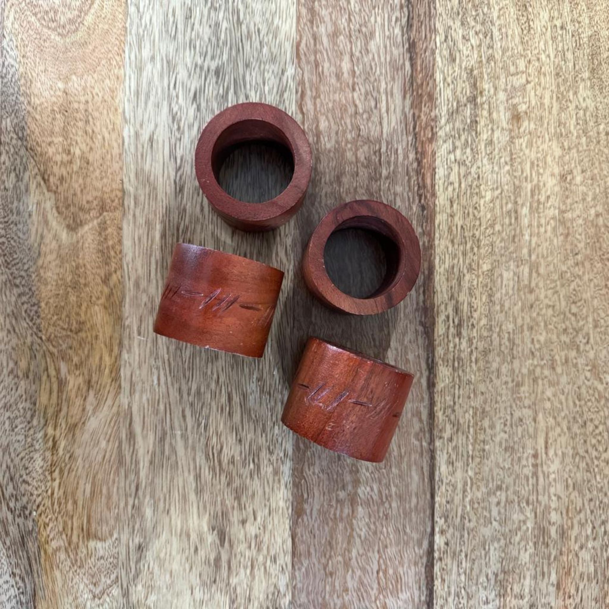 Handcrafted Natural Wooden Ring – Reddish Brown Finish