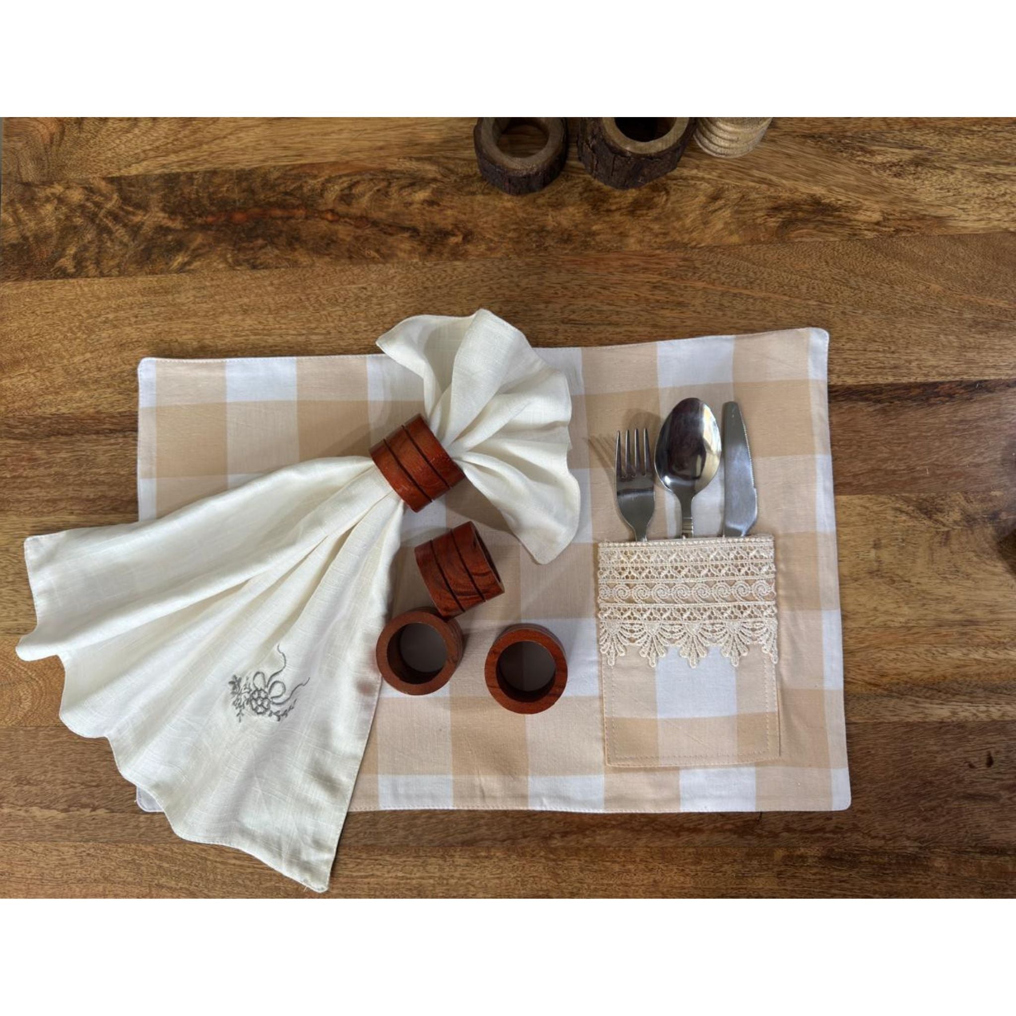 Handcrafted Natural Wooden Ring – Reddish Brown Finish