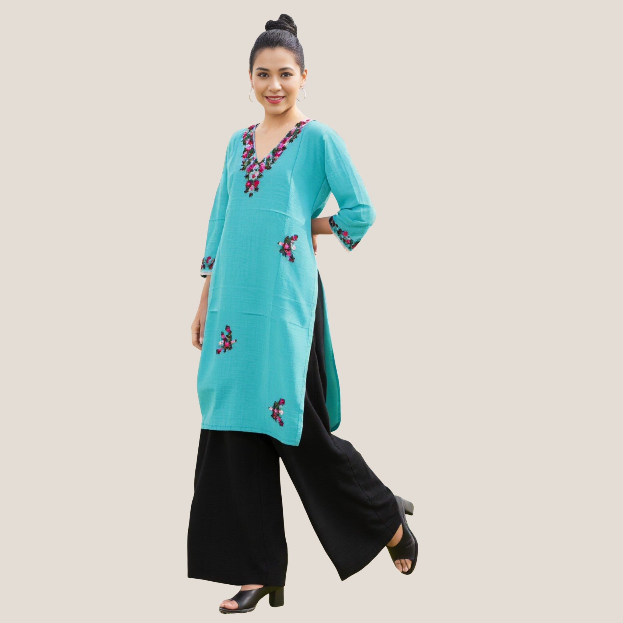 Teal Woven Kurti