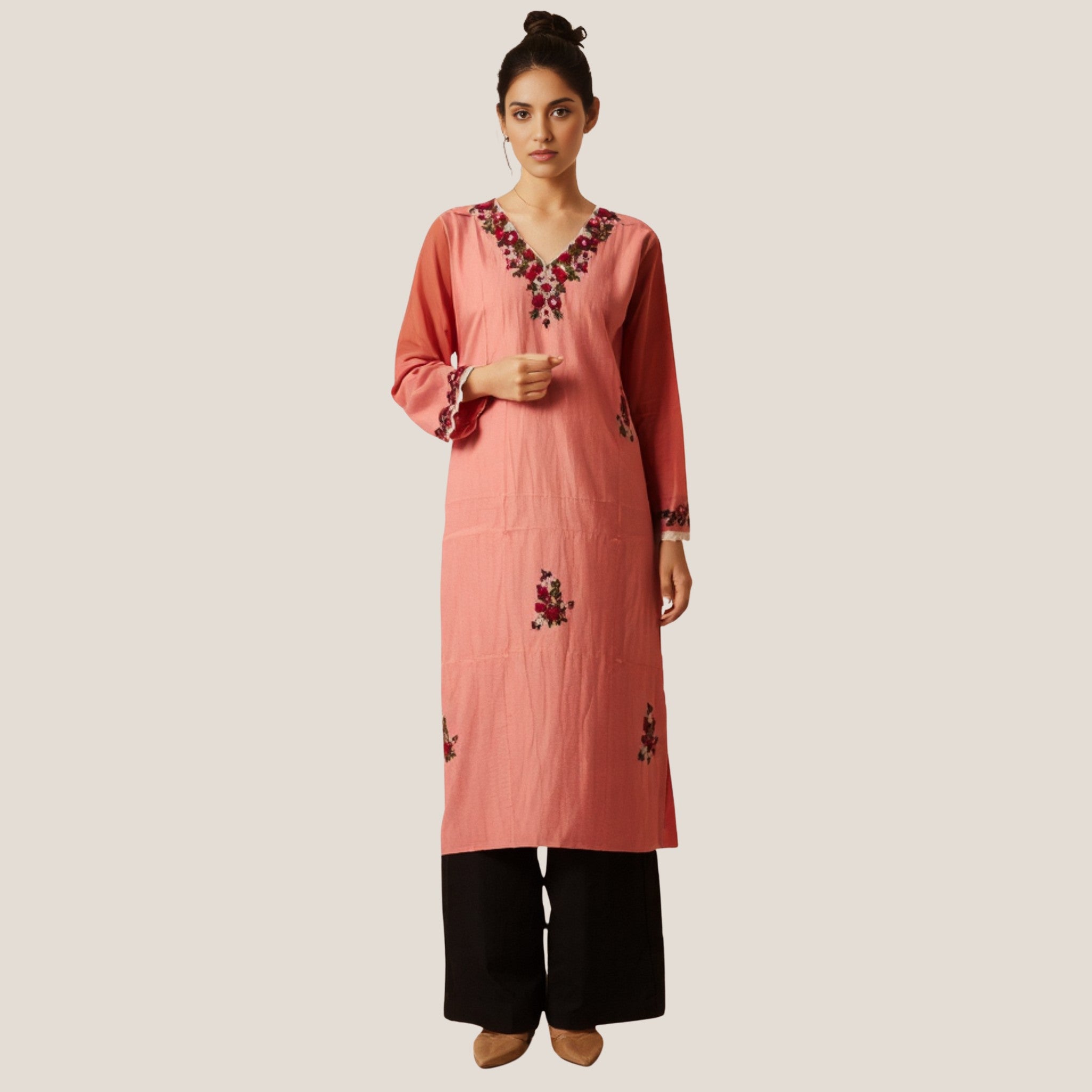 Pink Woven Kurti