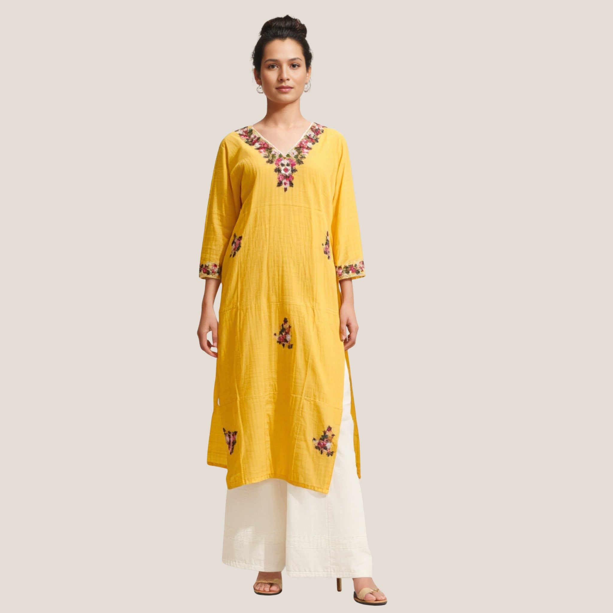 Yellow Woven Kurti