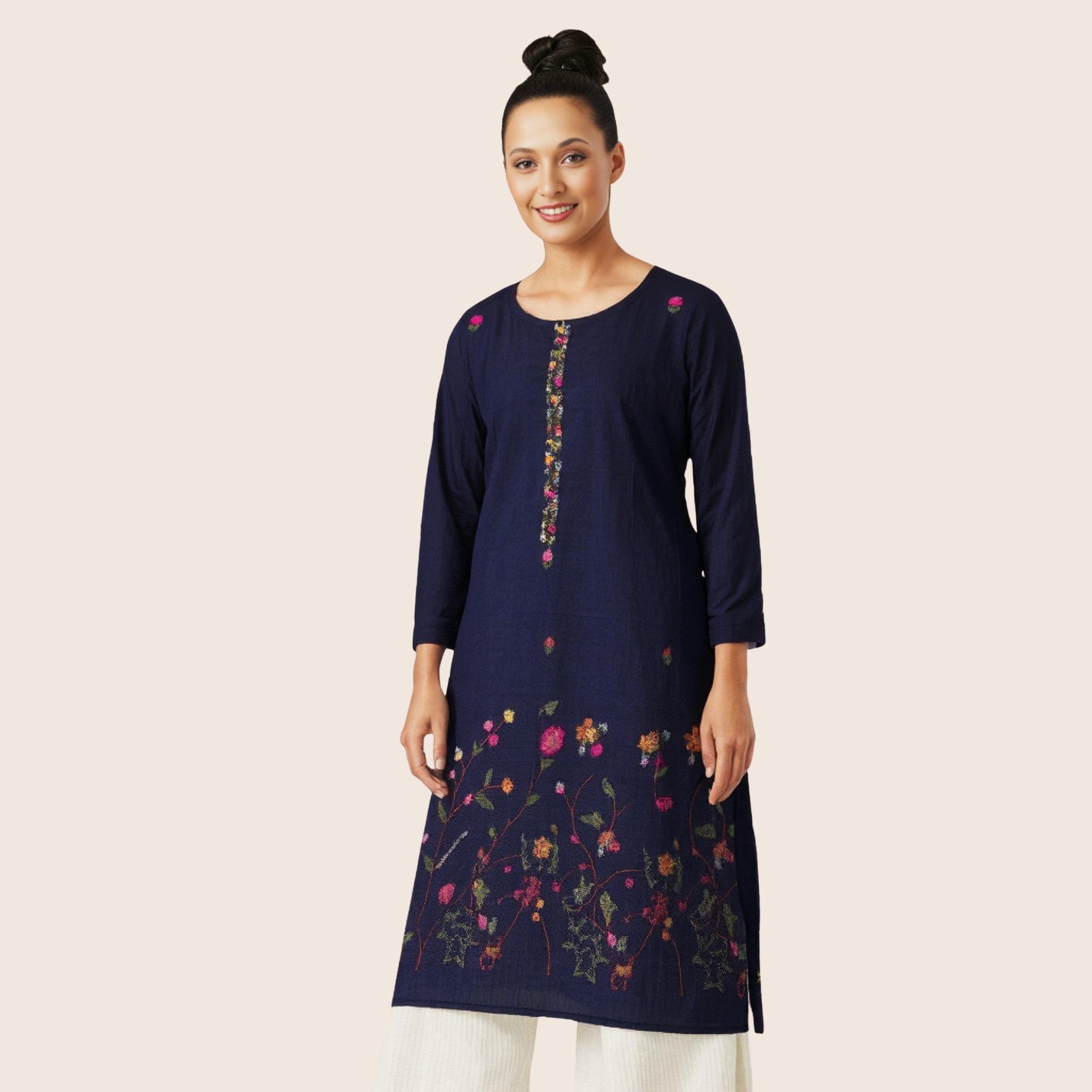 Navy Woven Kurti
