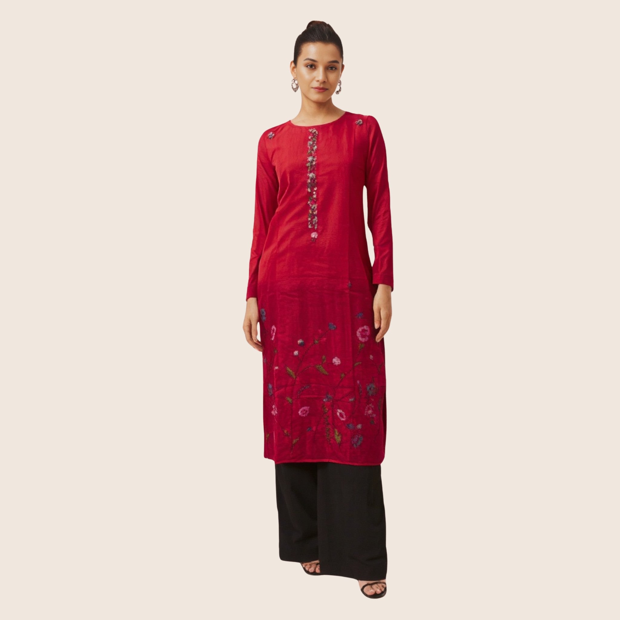 Red Woven Kurti