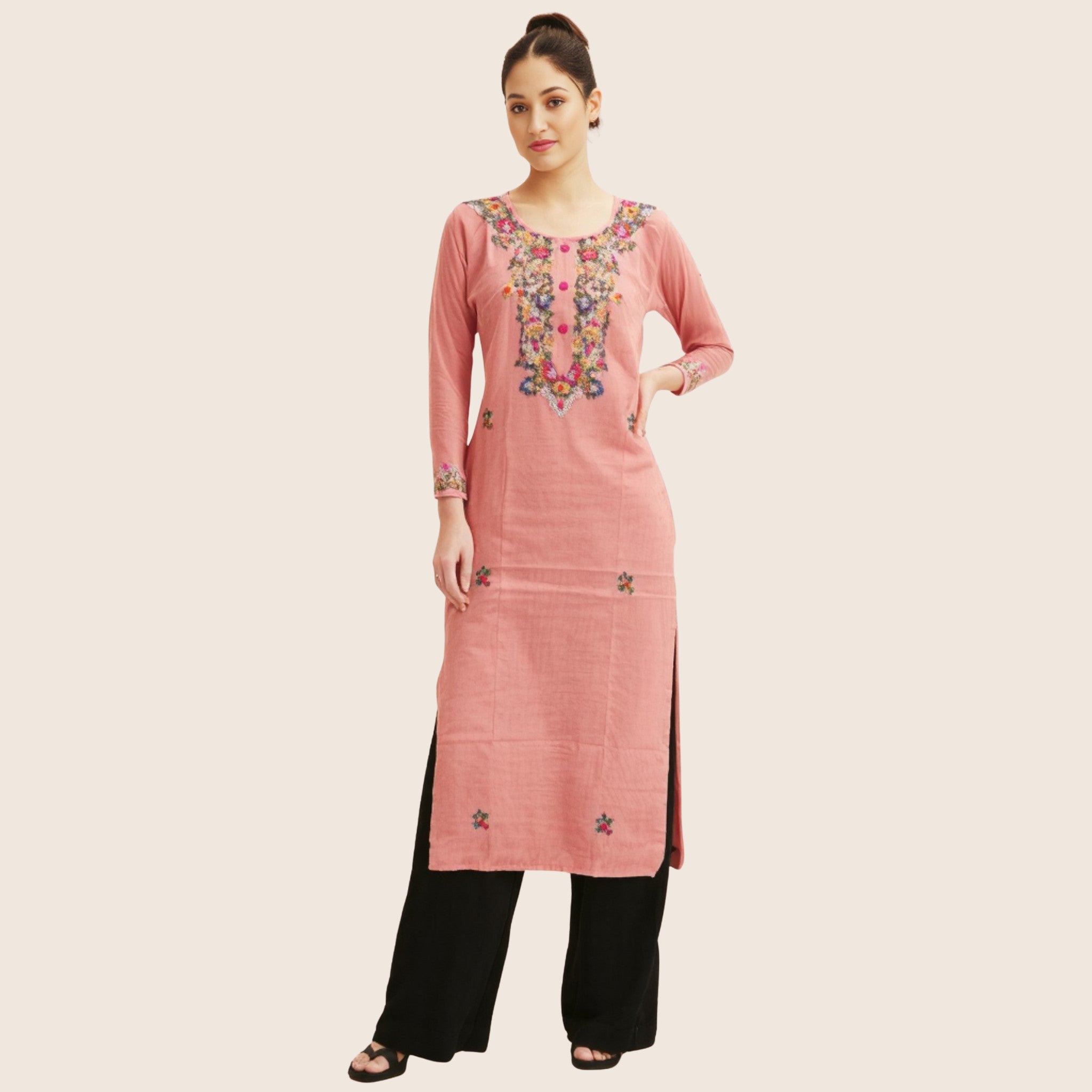 Baby Pink Woven Kurti