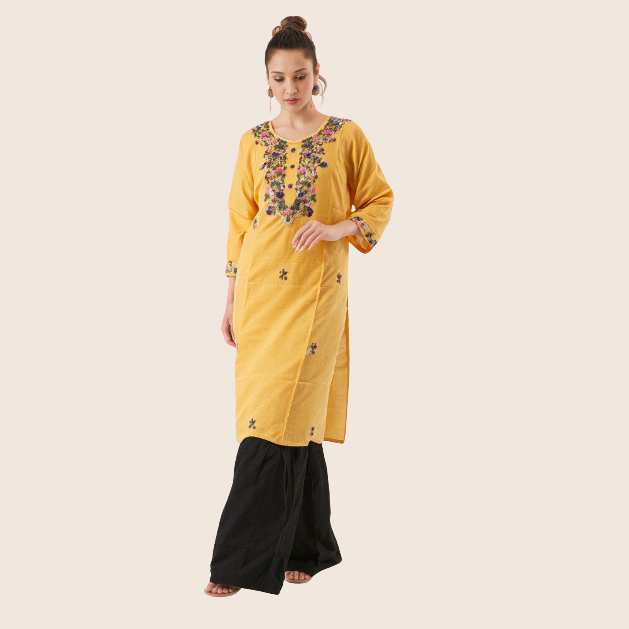 Yellow Woven Kurti