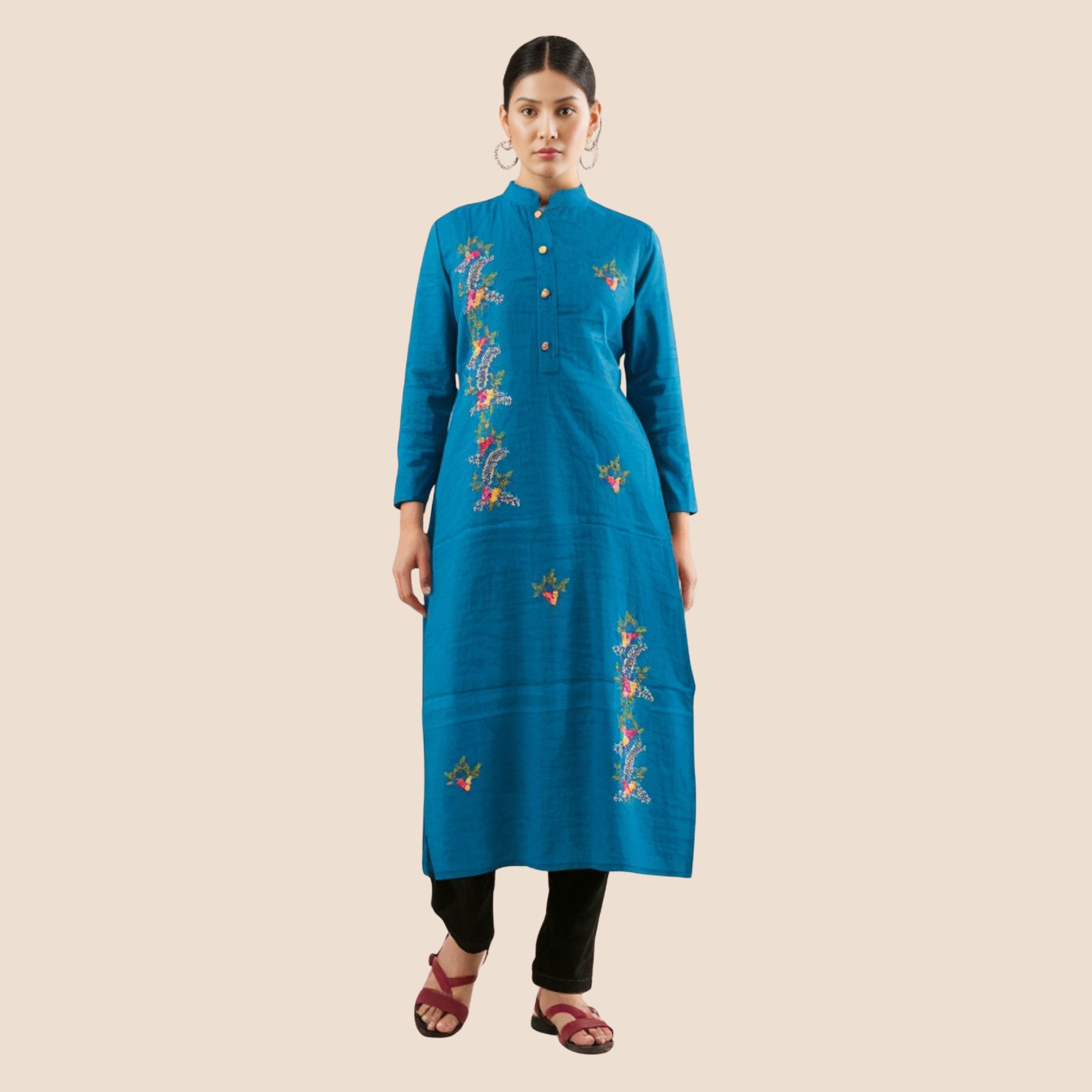Deep Blue Woven Kurti