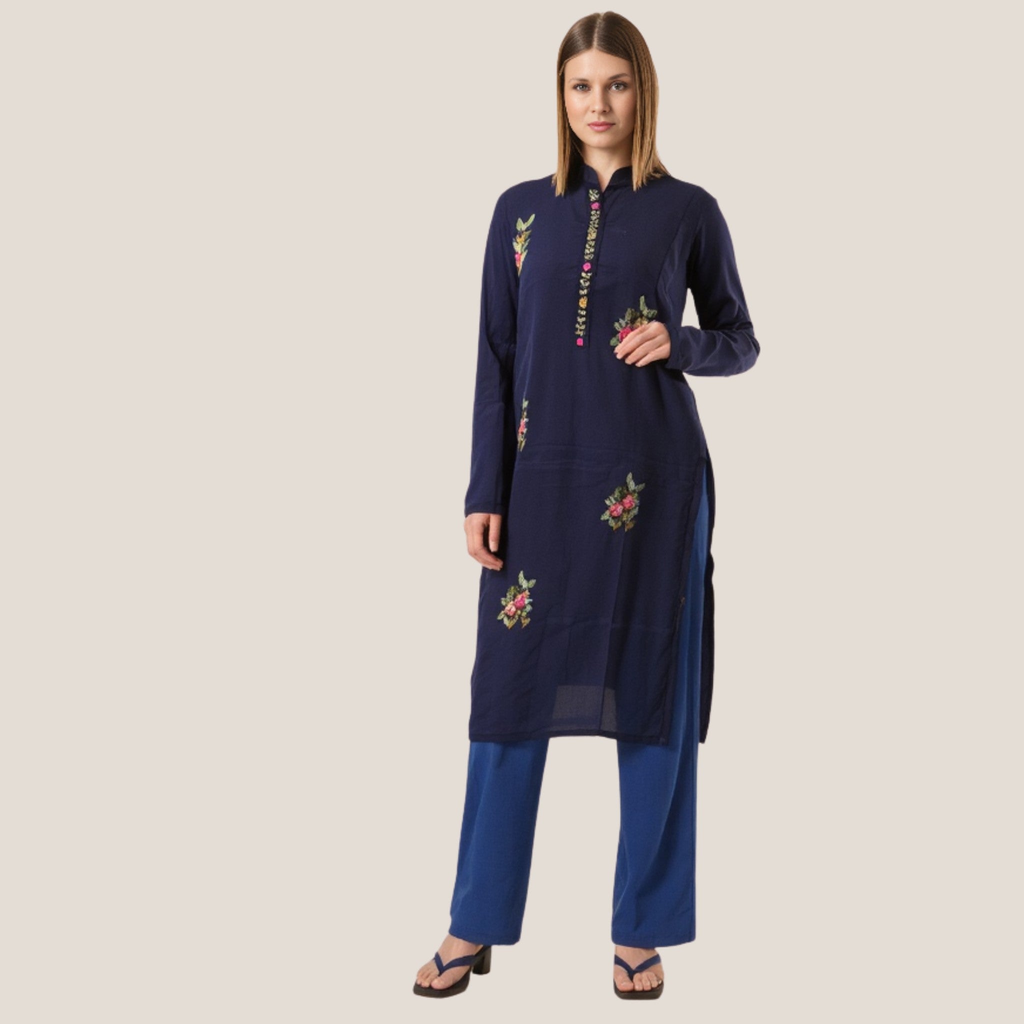 Navy Woven Kurti