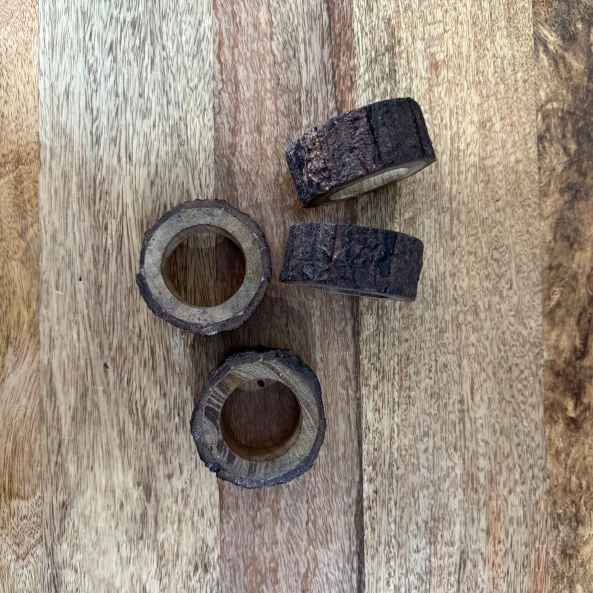 Nature-Cut Wooden Ring – Bark-Edged Craft Accent