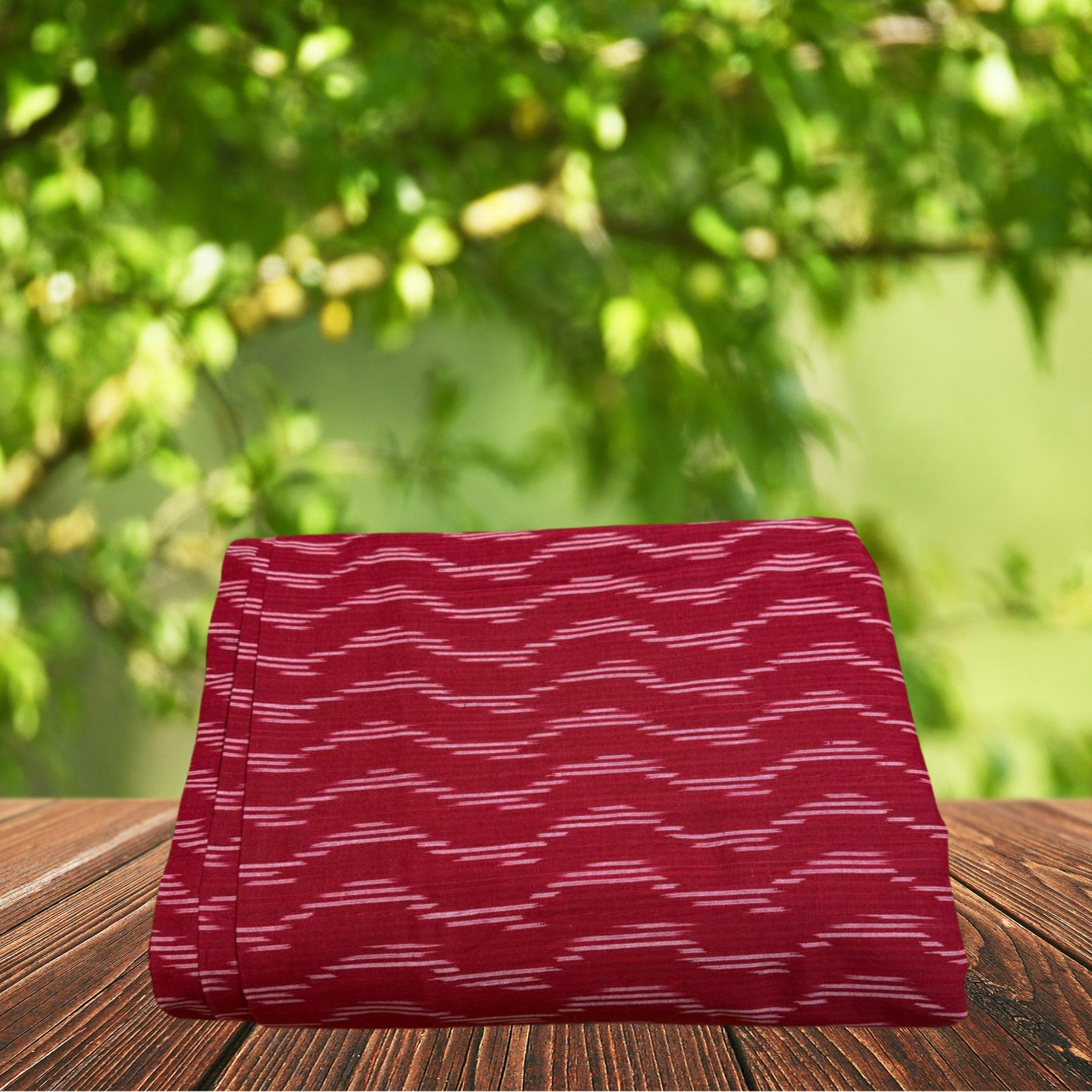 Crimson Flow ikat fabric